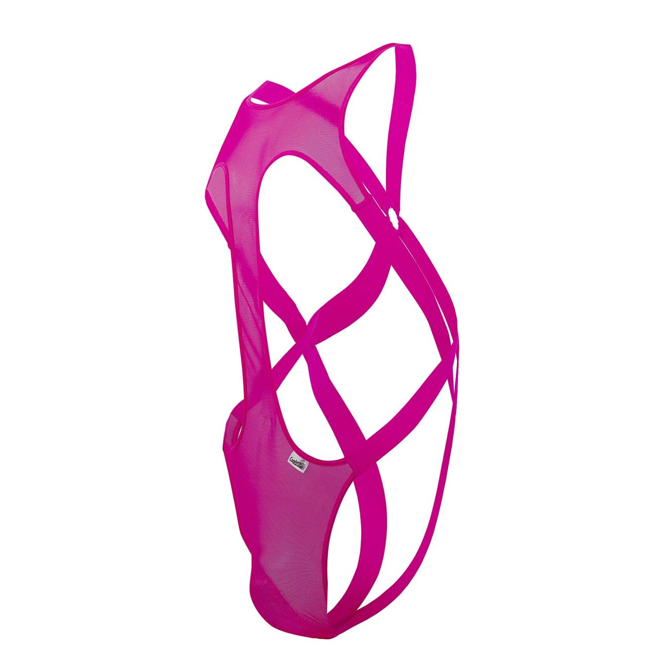 CandyMan 99643X Mesh Bodysuit Hot Pink Plus Sizes