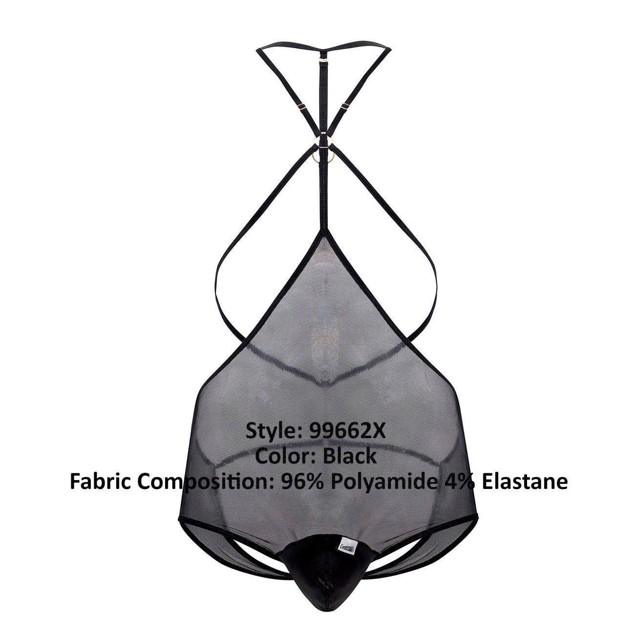 CandyMan 99662X Tulle Bodysuit Black Plus Sizes