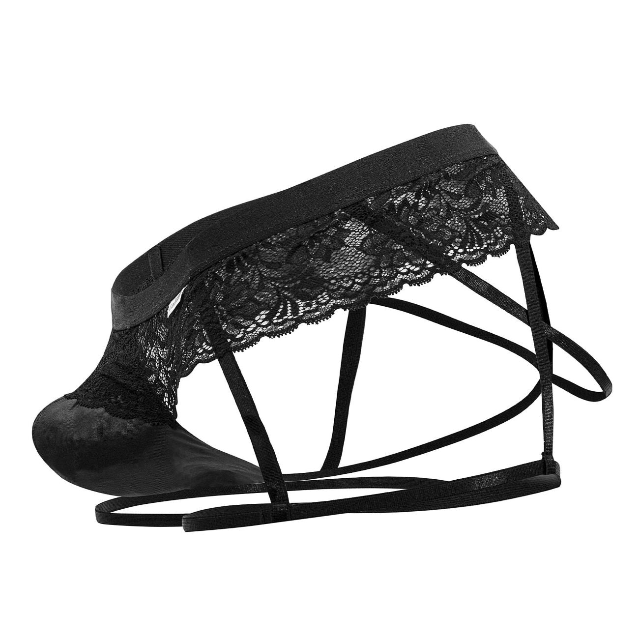 CandyMan 99717 Lace Garther Jockstrap Black