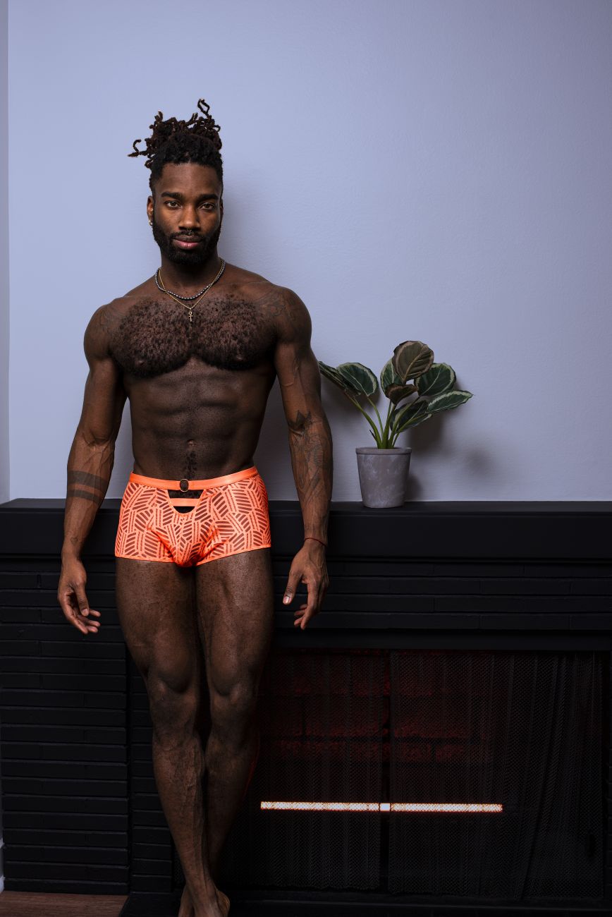Male Power 125-284 Rude Awakening Cheeky Cutout Short Neon Orange