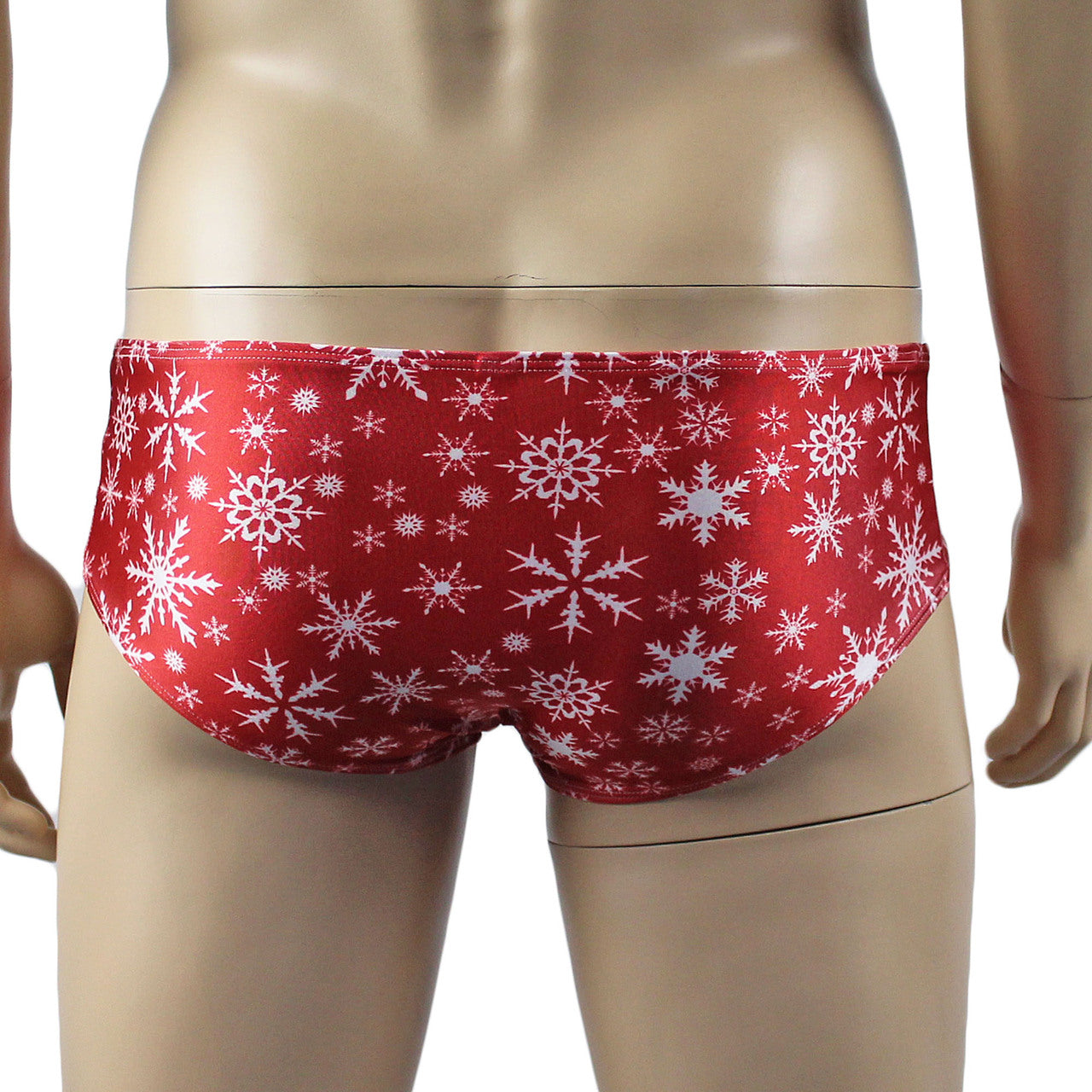 Mens Christmas Snowflake Bra Top & Low Rise Boxer Brief Red and White