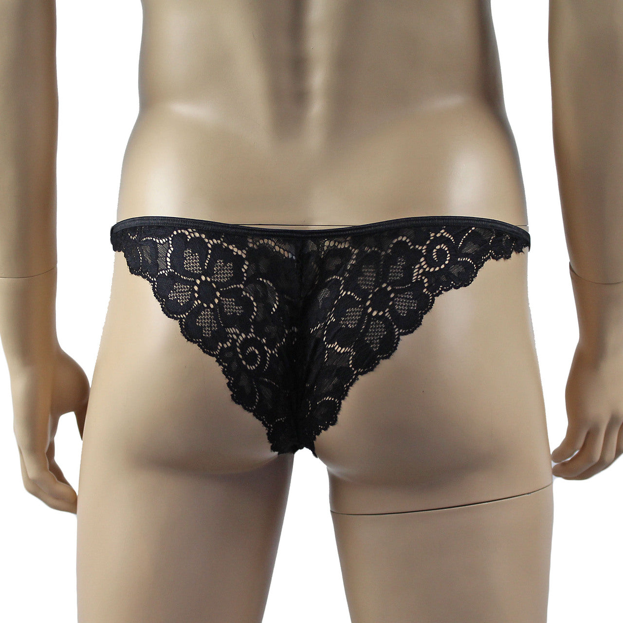 Mens Sweetheart Shiny Lace Bikini Brief Panty (black plus other colours)