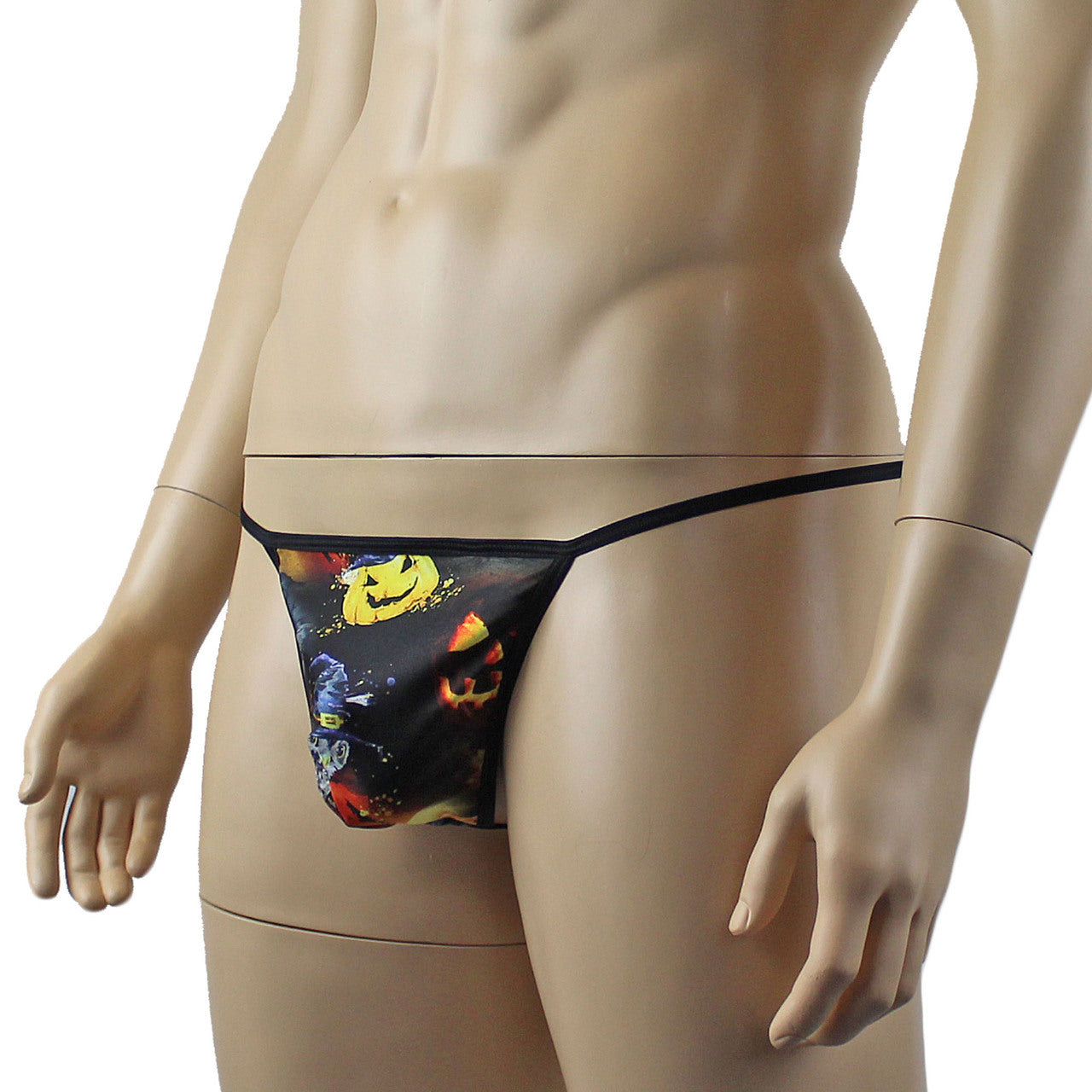 Mens Halloween Fire Breathing Pumpkins and Witches Pouch G string