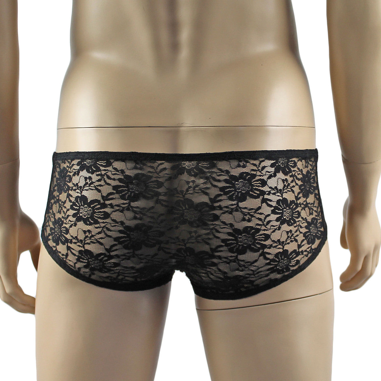 Mens Sexy Lingerie Stretch Lace  Male Panty Bikini Brief Black