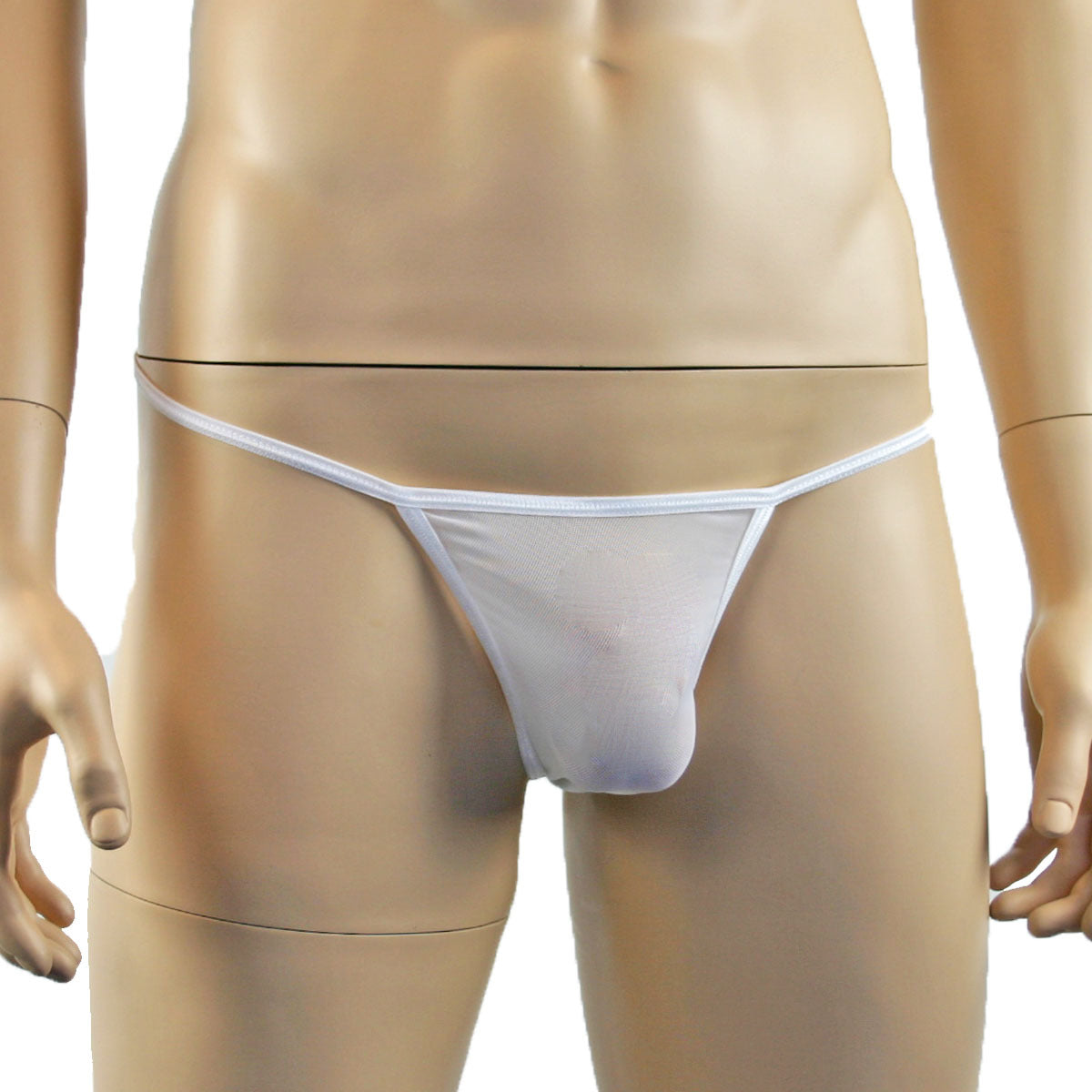 Mens Vicky See Through Mesh Micro Mini Pouch G string White