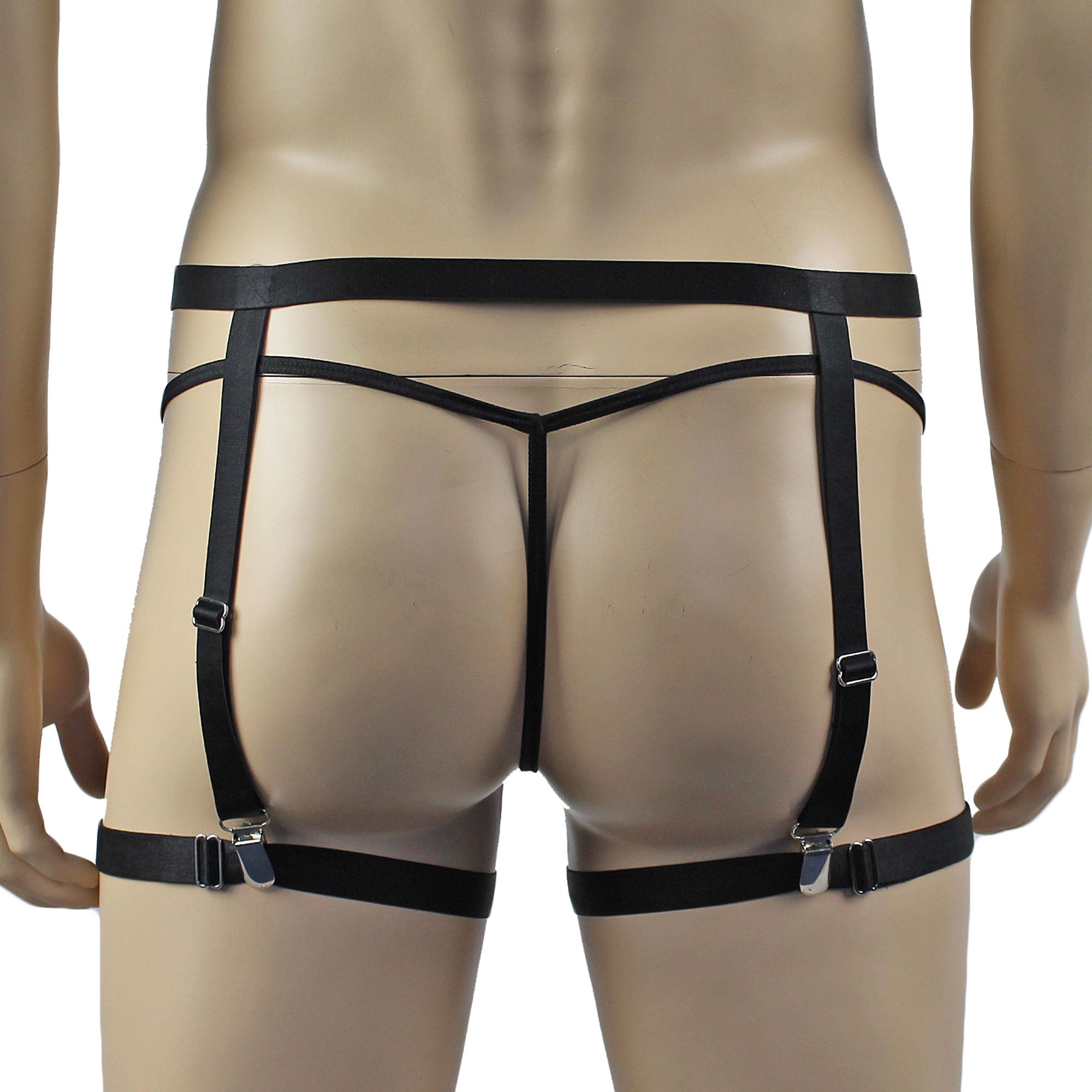 Unisex Zoe Garterbelt with Clips, Detachable Adjustable Leg Bands Black