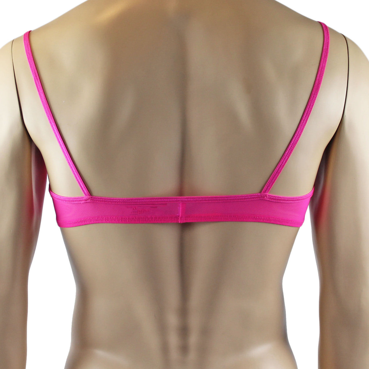 Mens Kristy Lace & Mesh Bra Top with thin Straps Hot Pink
