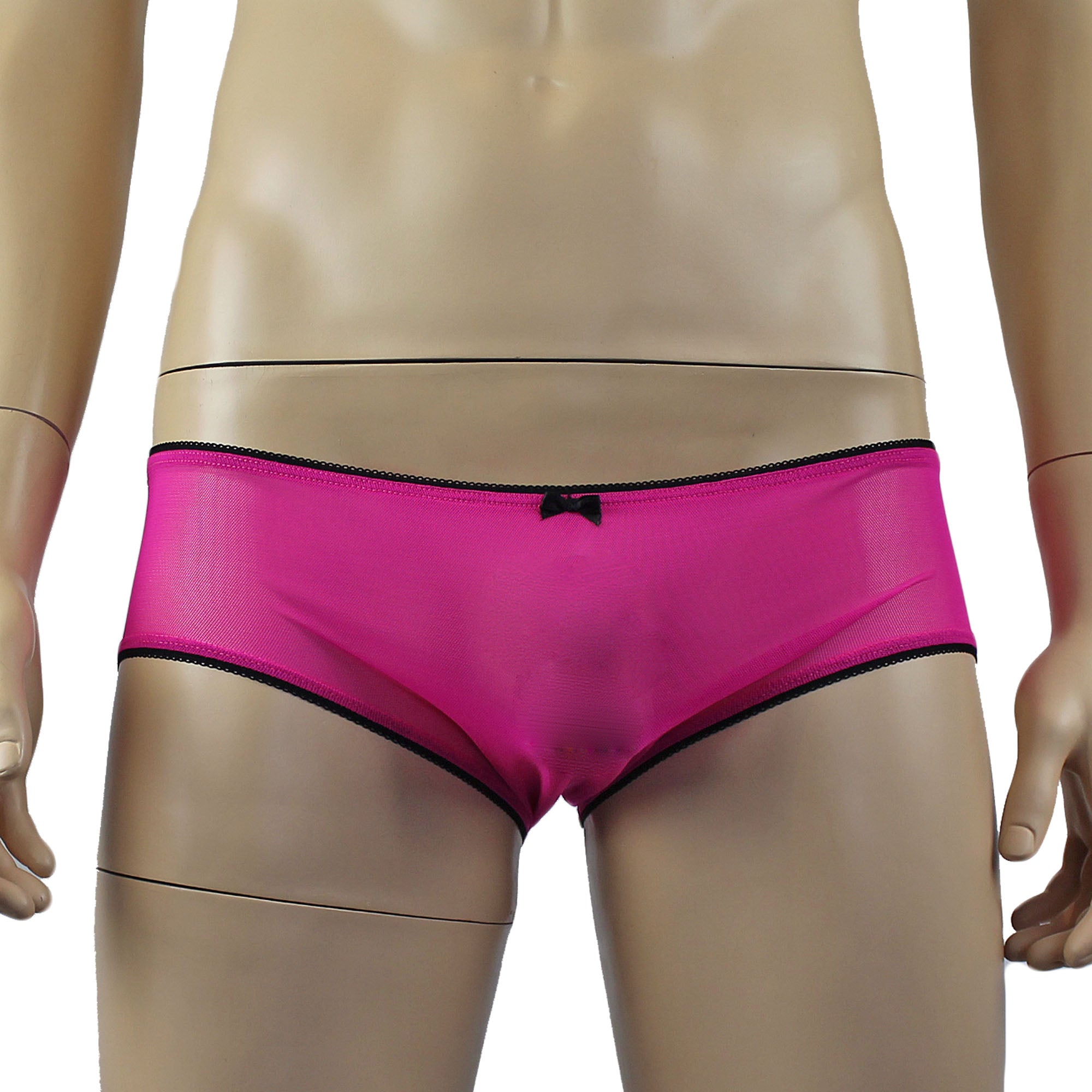 Mens Sheer Mesh Panty with Black Pico Elastic (cerise plus other colours)