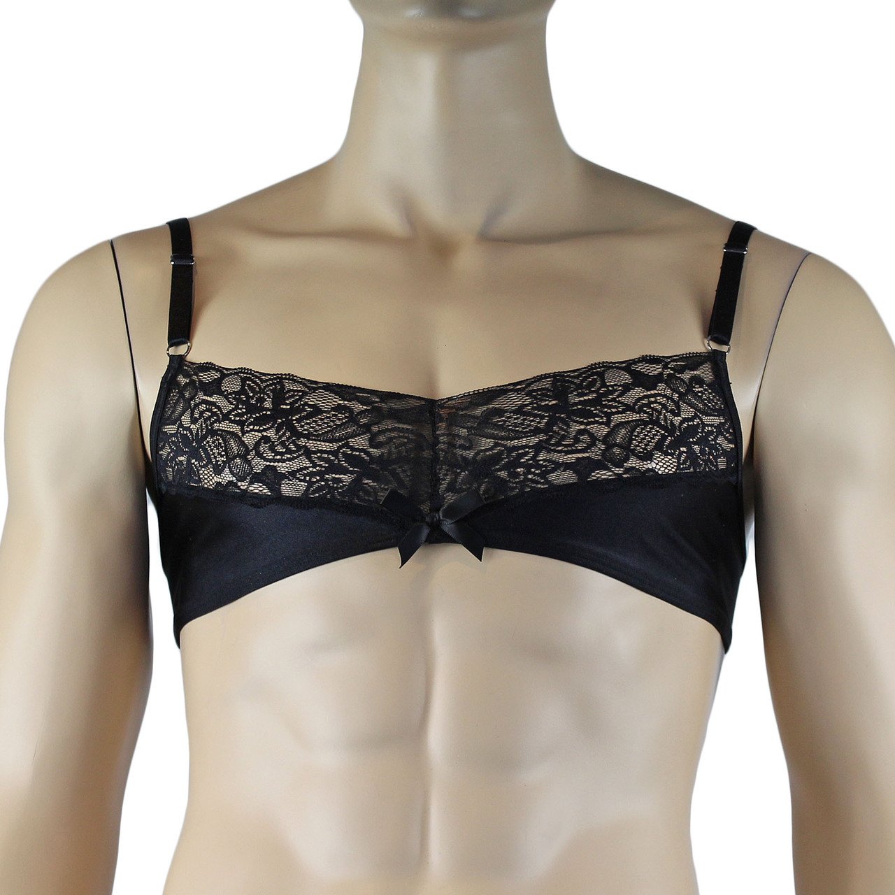Mens Glamour Bra Top and Pouch G string with Lace Trim (black plus other colours)