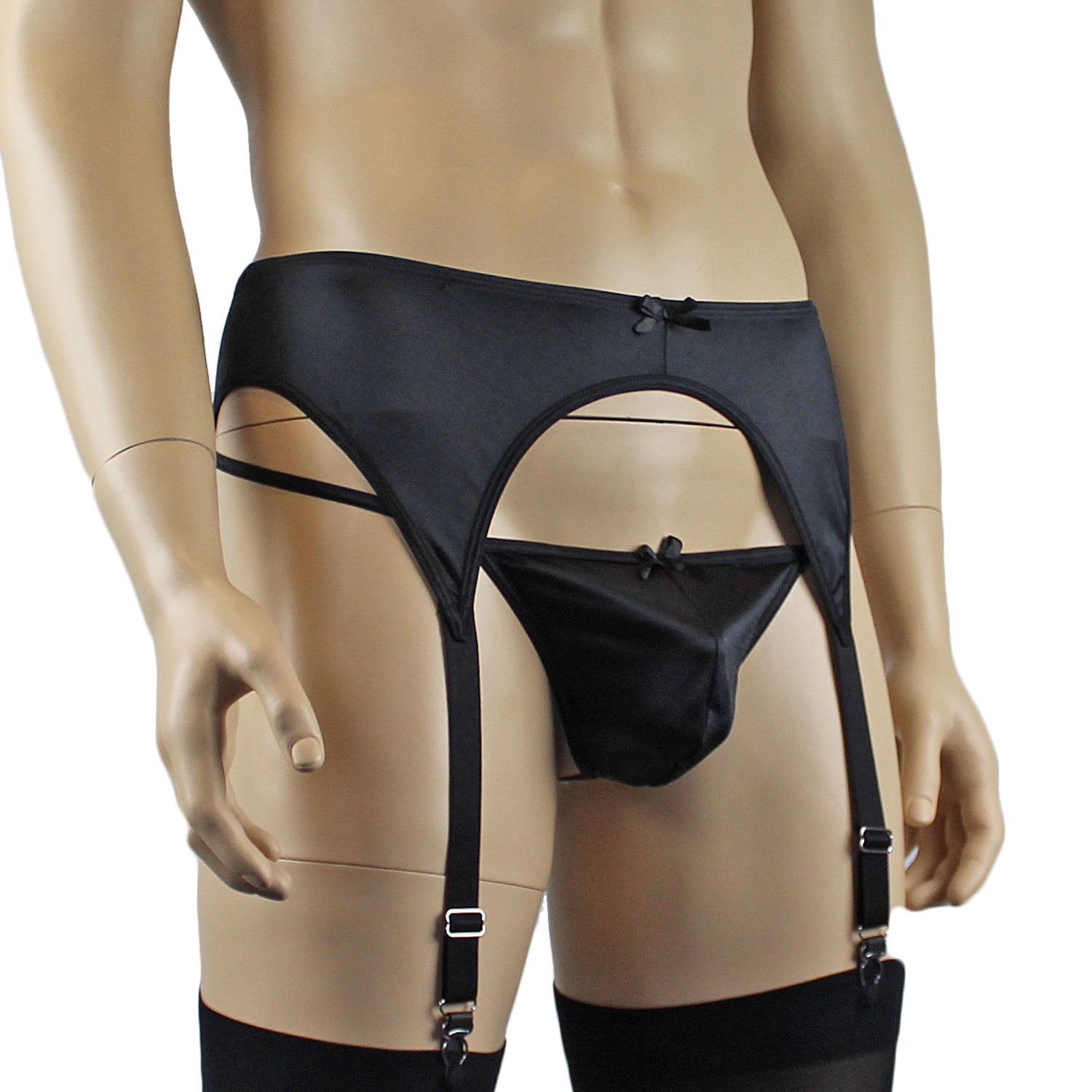 Mens Jenny Satin Garterbelt Lingerie Black or White