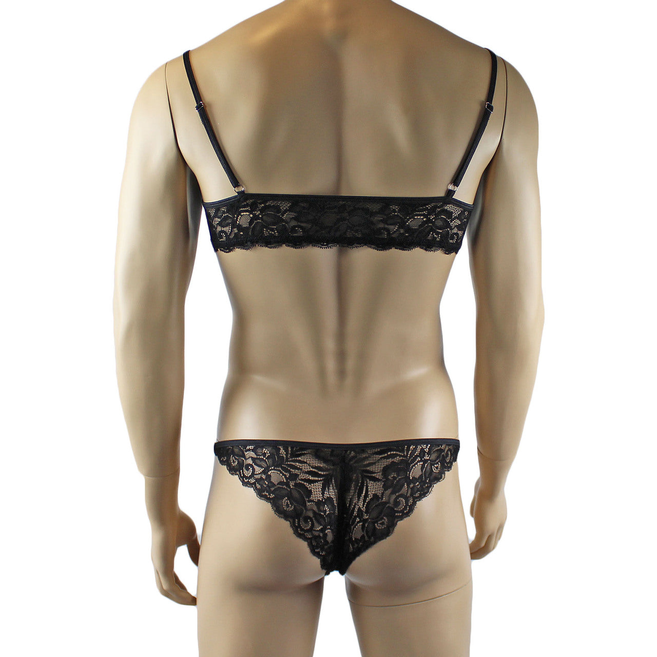 Mens Kristy Lingerie Bra Top and Bikini Brief Black