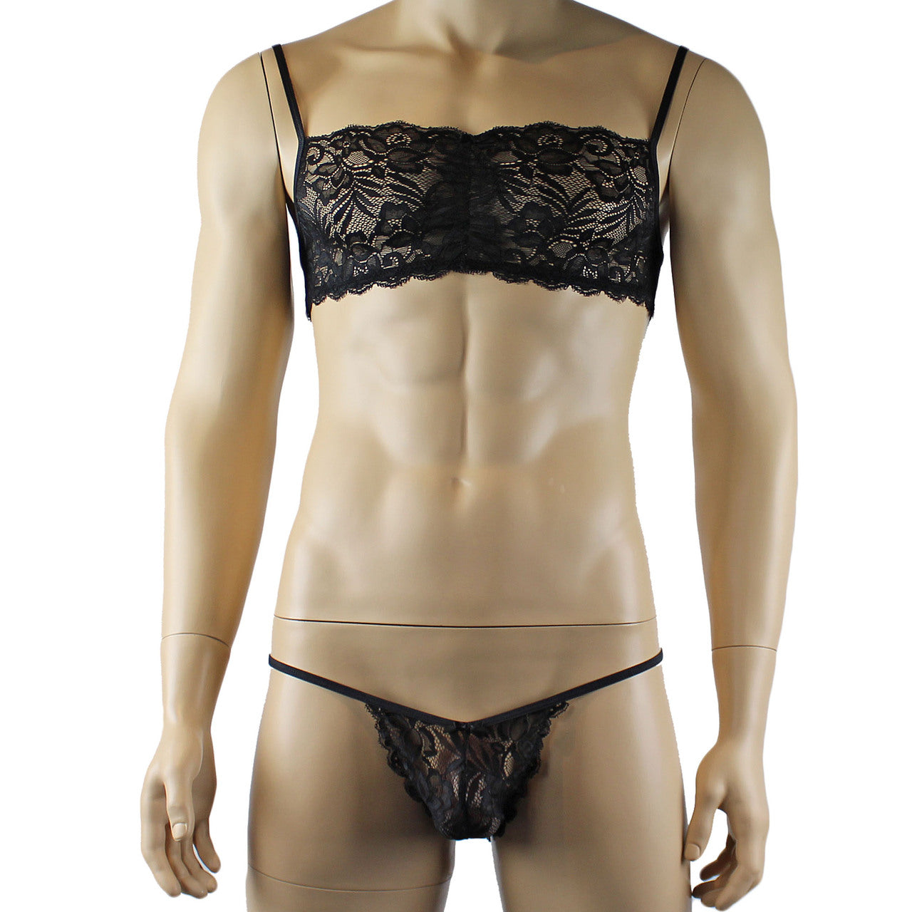 Mens Kristy Lingerie Bra Top and Bikini Brief Black