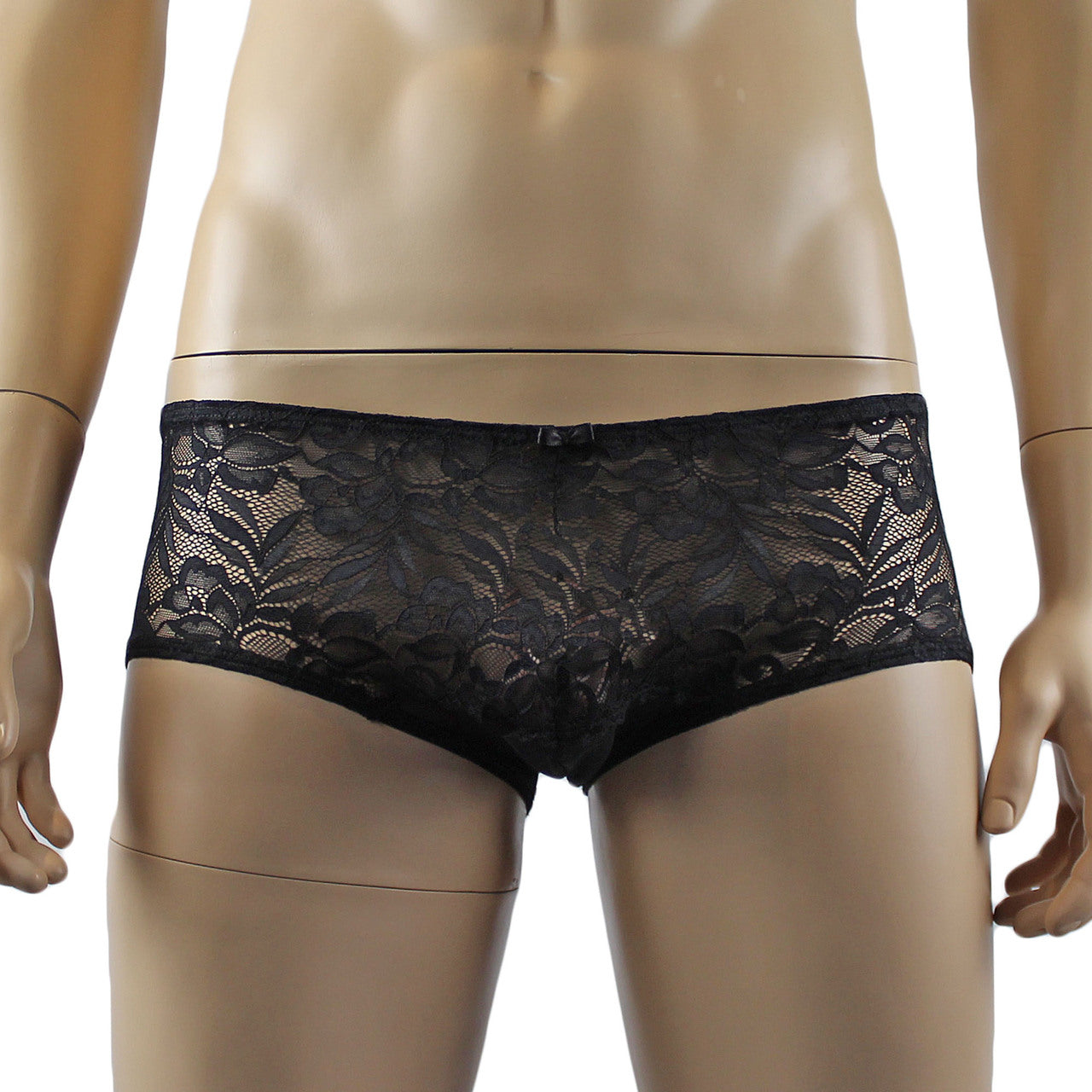 Mens Kristy Lingerie Bra Top and Boxer Briefs Black