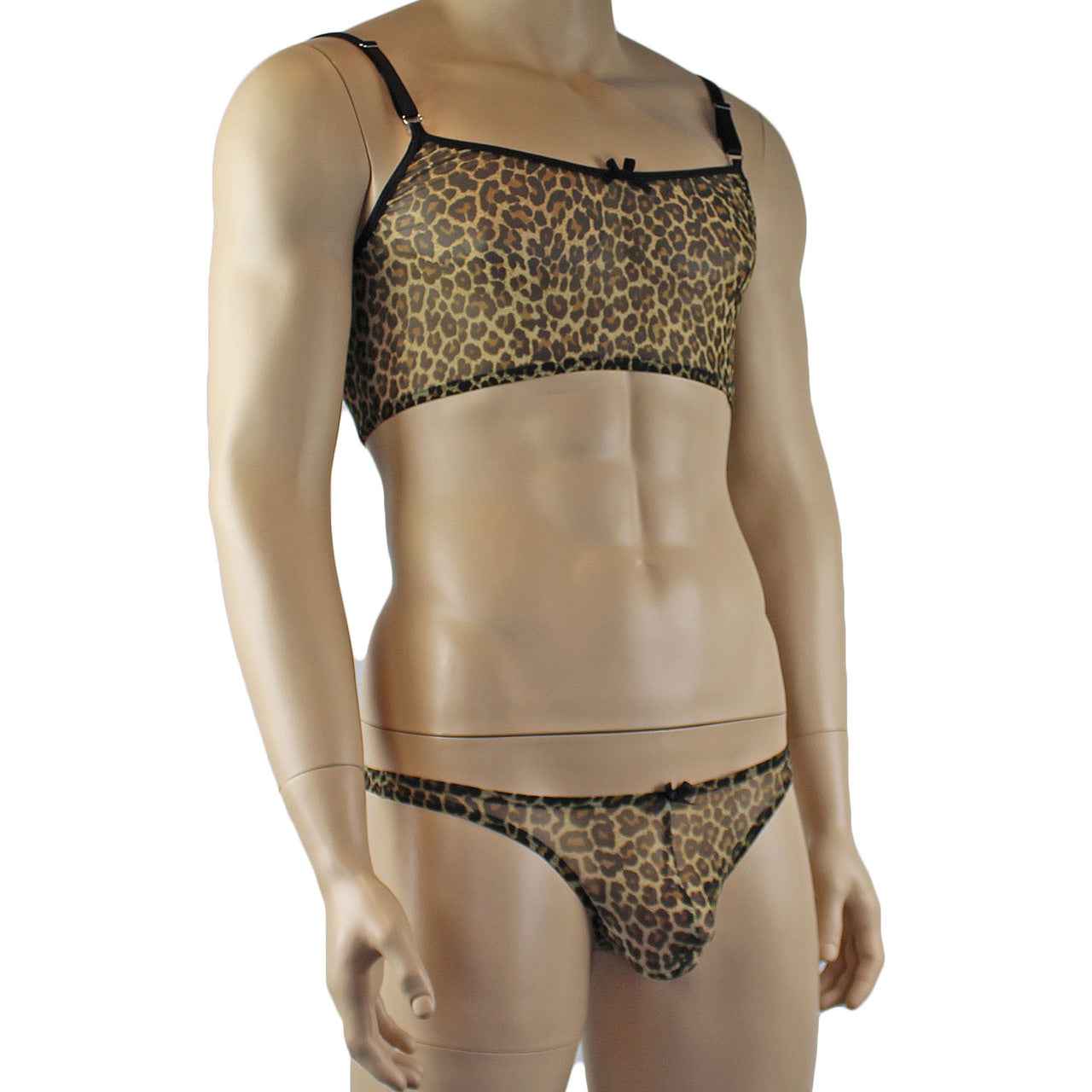 LAST ORDERS - Mens Leopard Lingerie Animal Print Camisole Top & Thong