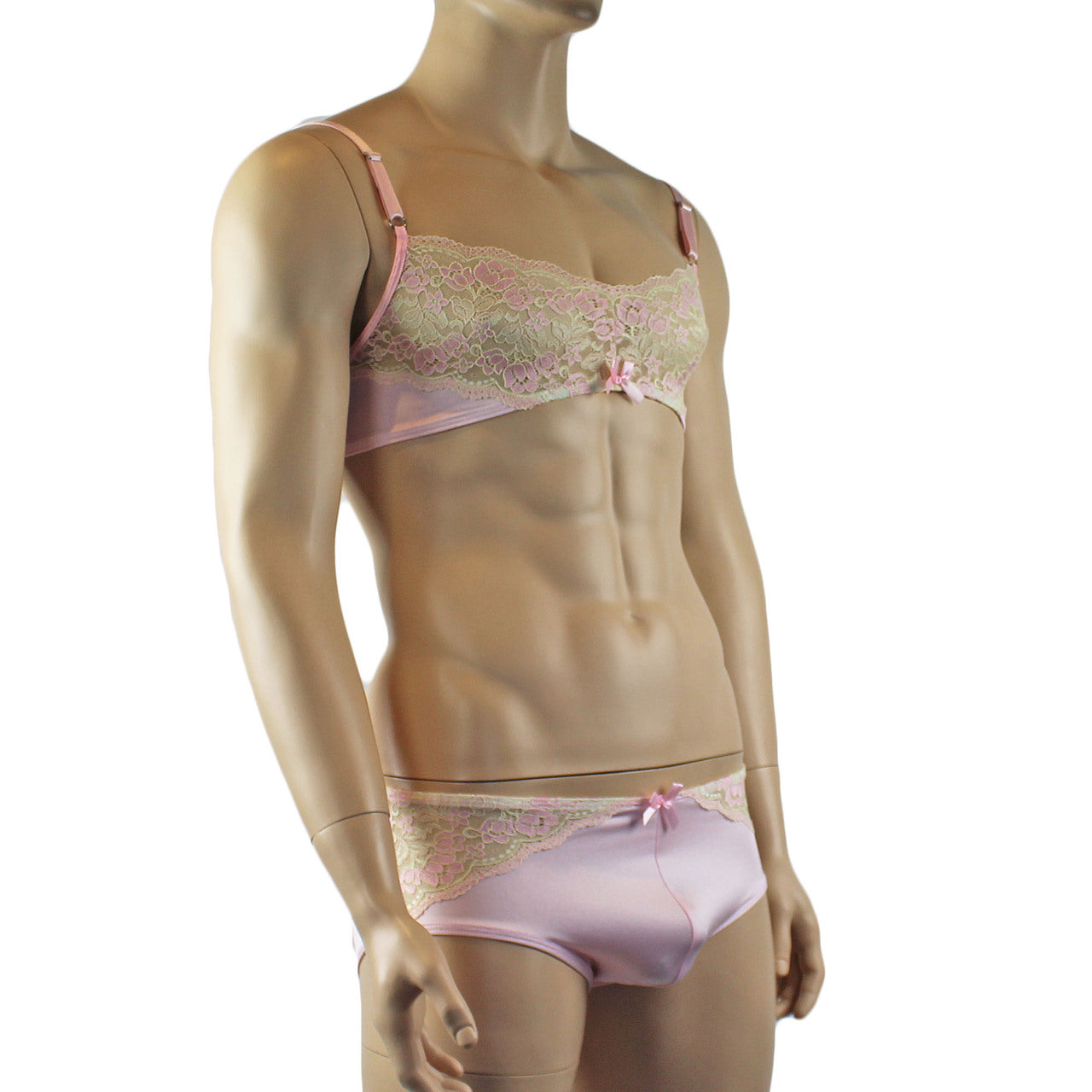 Mens Luxury Bra Top and Boxer Brief Pink
