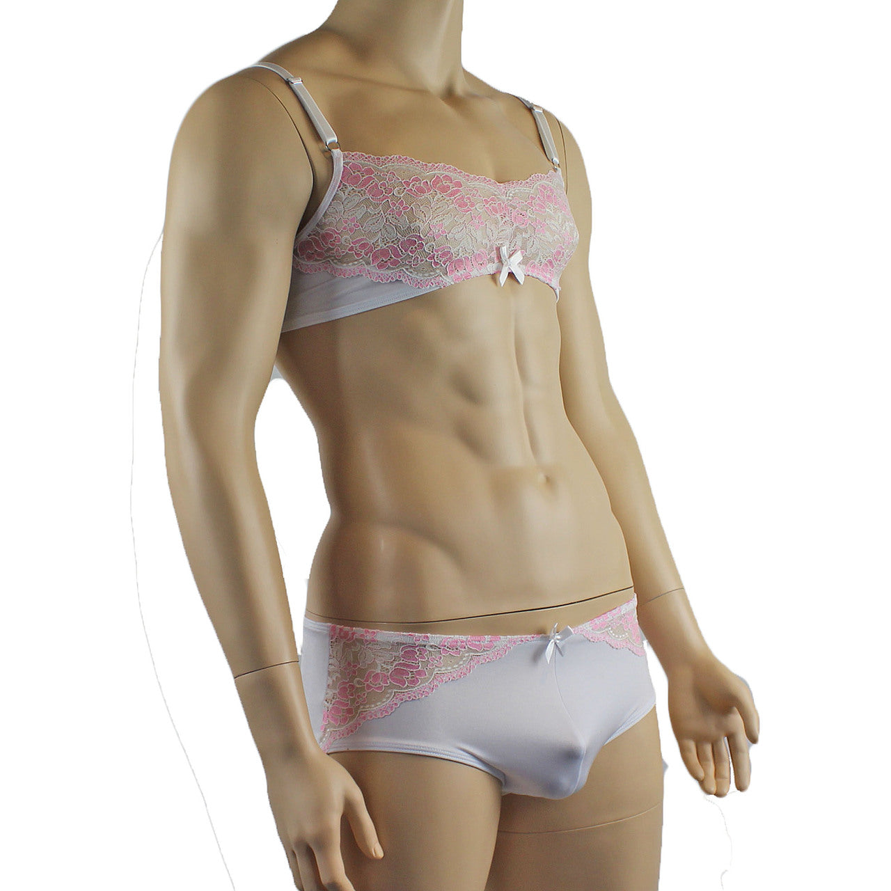 Mens Luxury Bra Top and Boxer Brief White