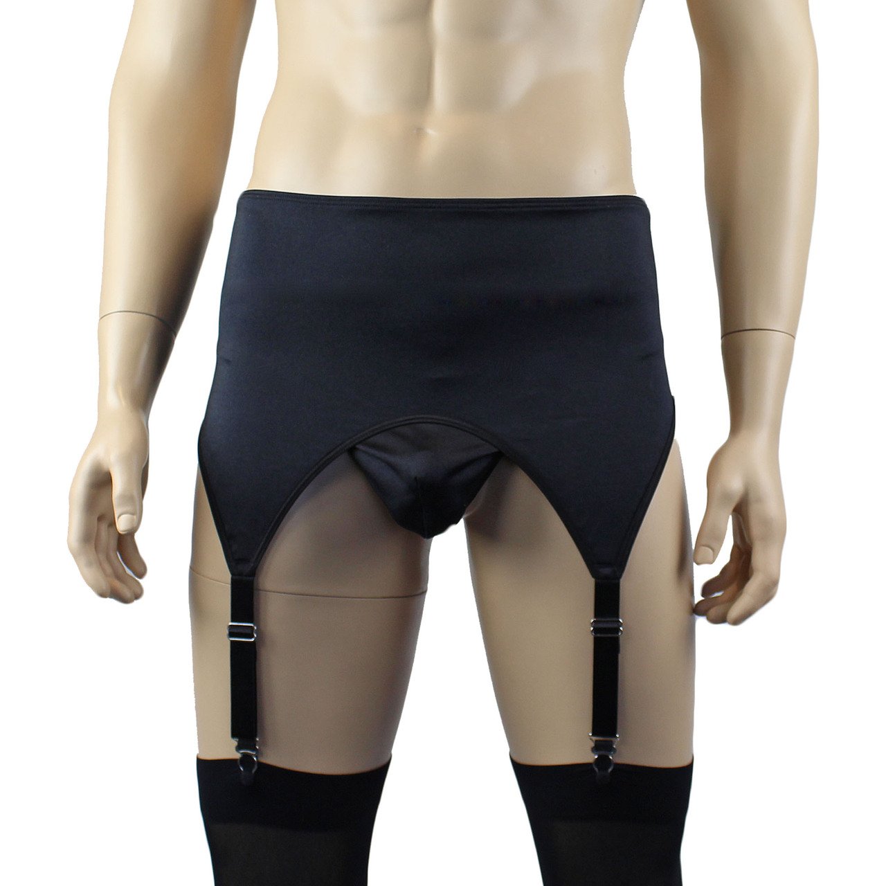 Mens Mick Lycra & lace High Cut Garterbelt, G string & Stockings - Sizes up to 3XL