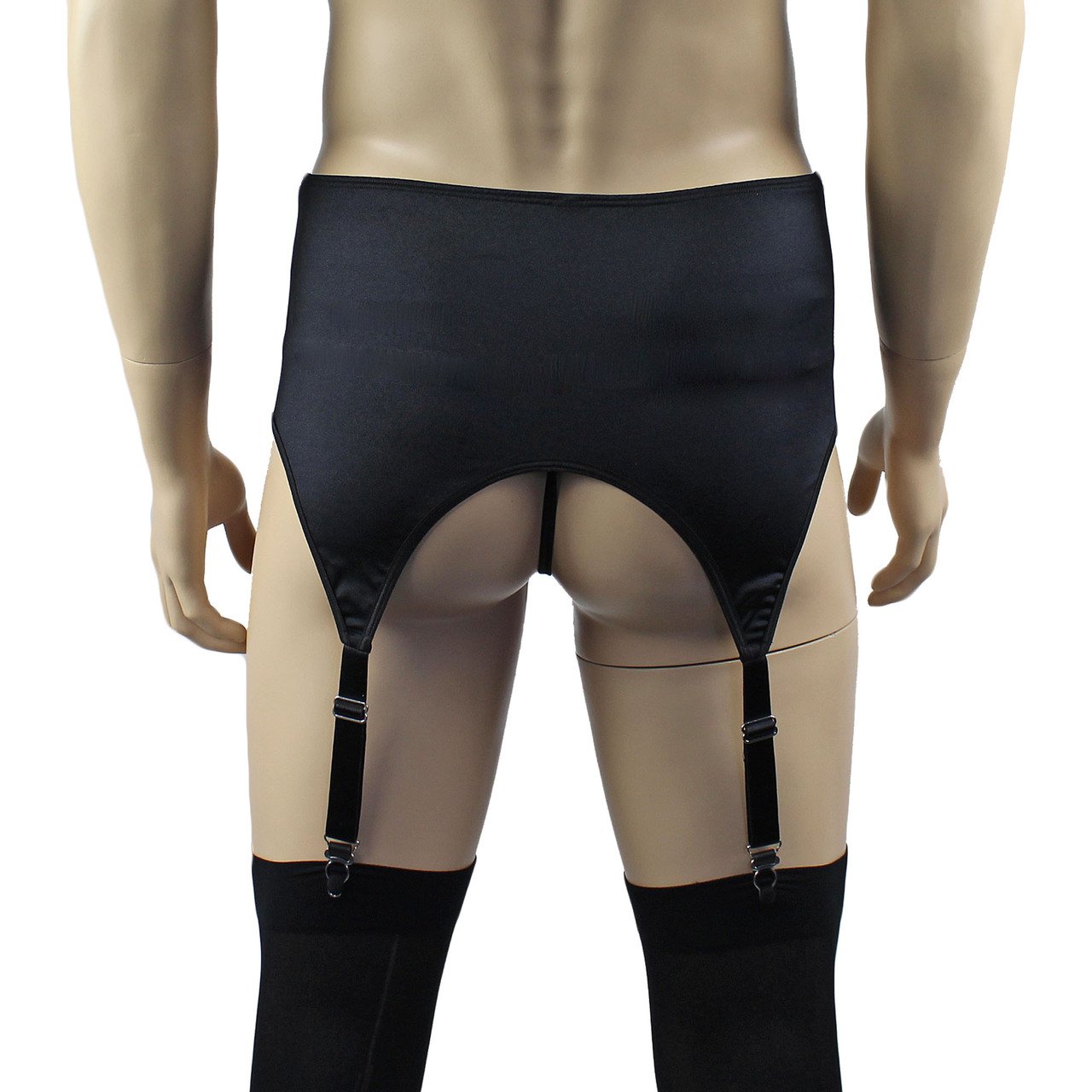 Mens Mick Lycra & lace High Cut Garterbelt, G string & Stockings - Sizes up to 3XL