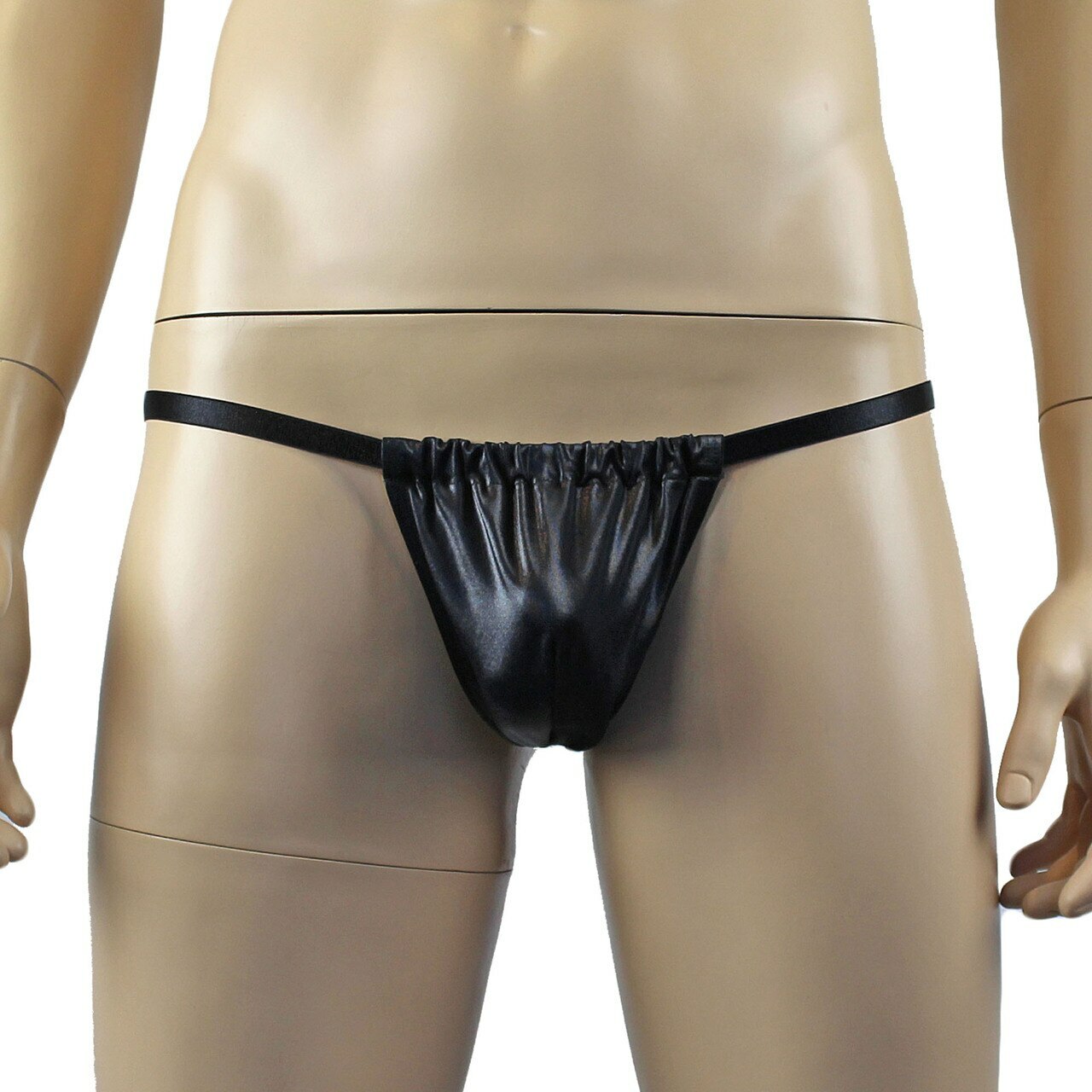 Male Oil Wetlook Pouch G string Black
