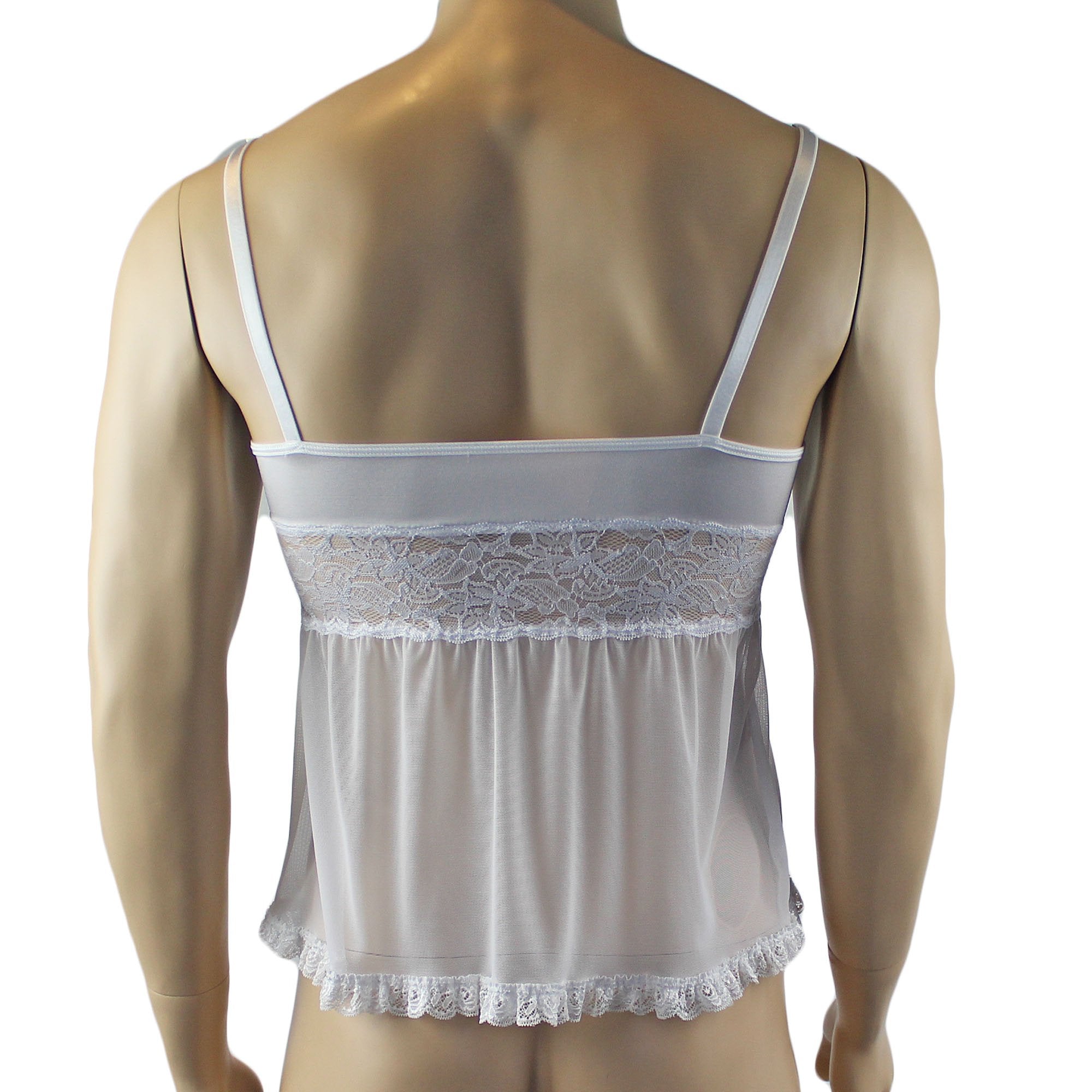 Male Romance Stretch Spandex Mini Babydoll Camisole for Lingerie Men White or Black
