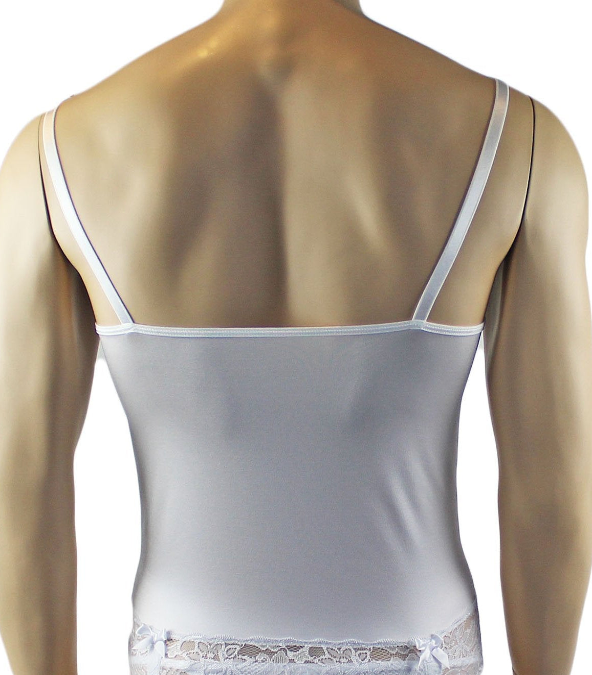 Male Romance Stretch Spandex Corset Camisole Top & G string for Lingerie Men White or Black