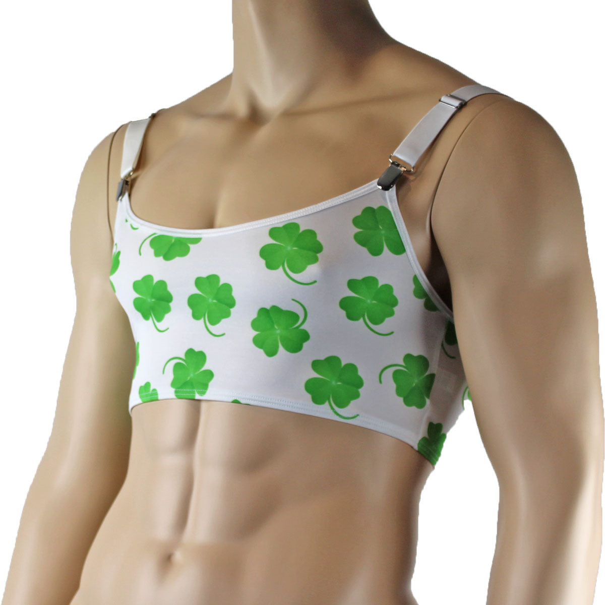 Mens St Patricks Day Lucky 4 Leaf Clover Crop Top