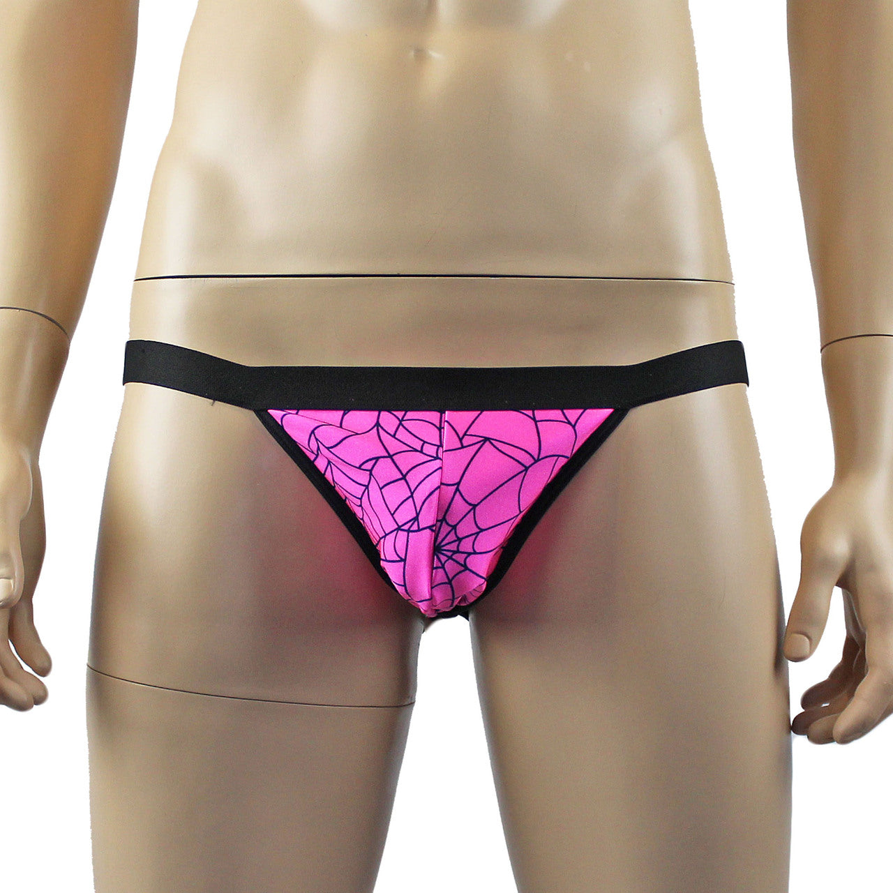 Mens Spider Web Bra Top & Jockstrap with Band Pink
