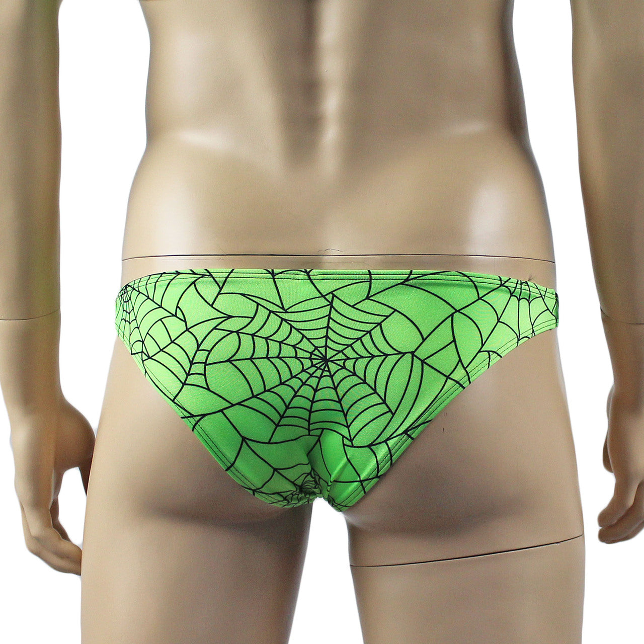Mens Spider Web Camisole Bra Top & Bikini Brief Lime