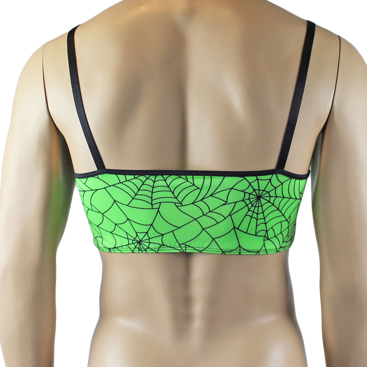 Mens Spider Web Camisole Bra Top & Thong with Band Lime Green