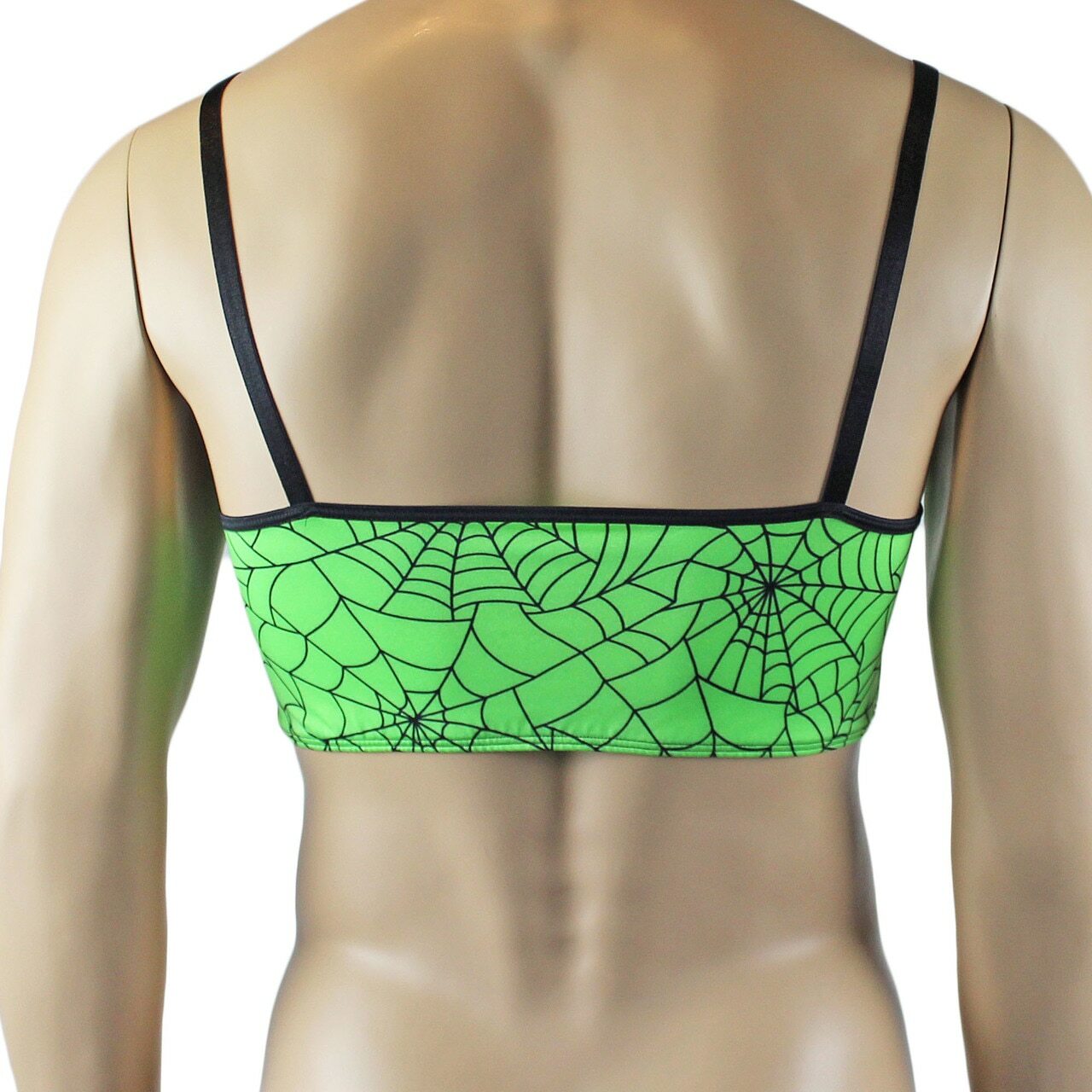 Mens Spider Web Camisole Bra Top & Mini Thong Lime