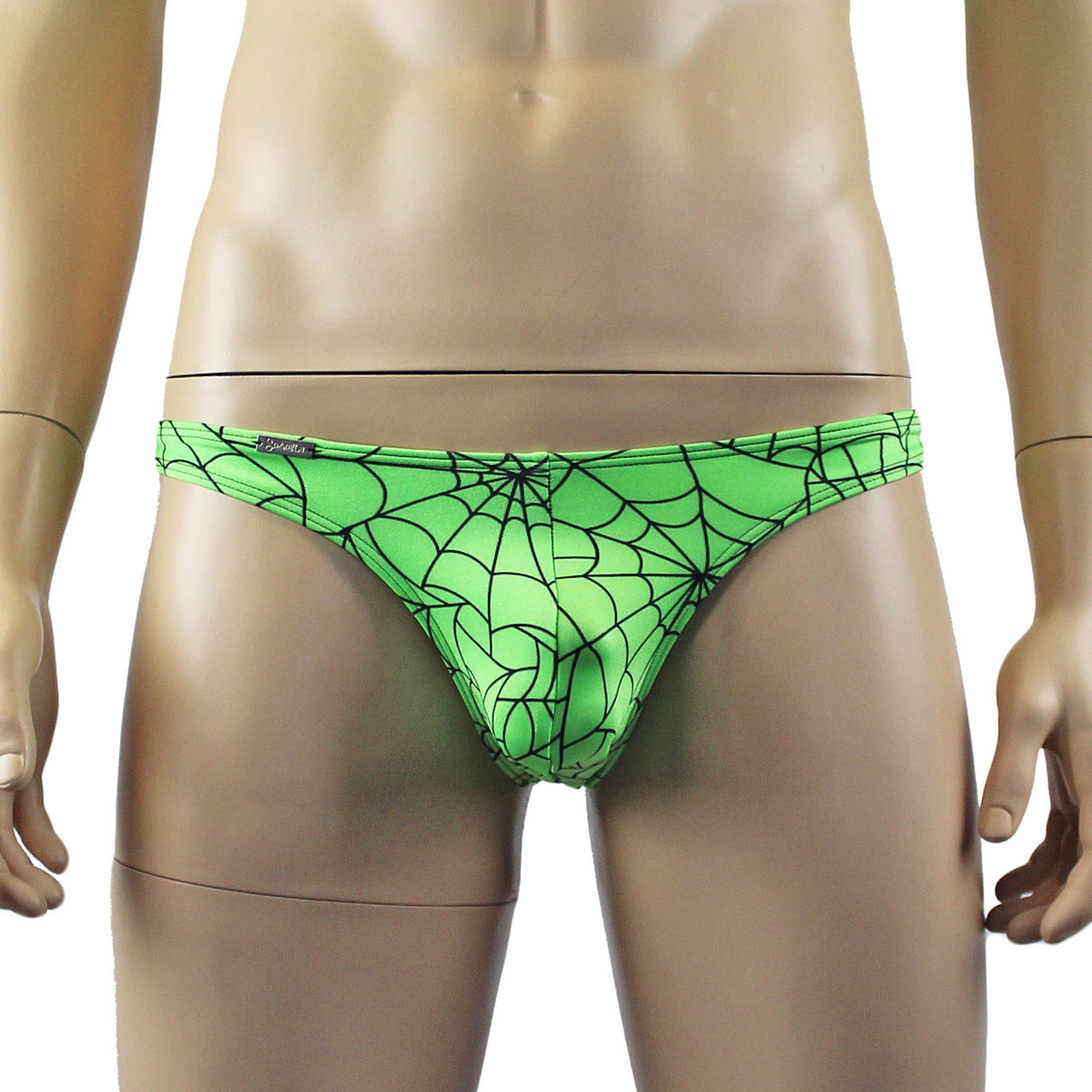 Mens Spider Web Camisole Bra Top & Mini Thong Lime