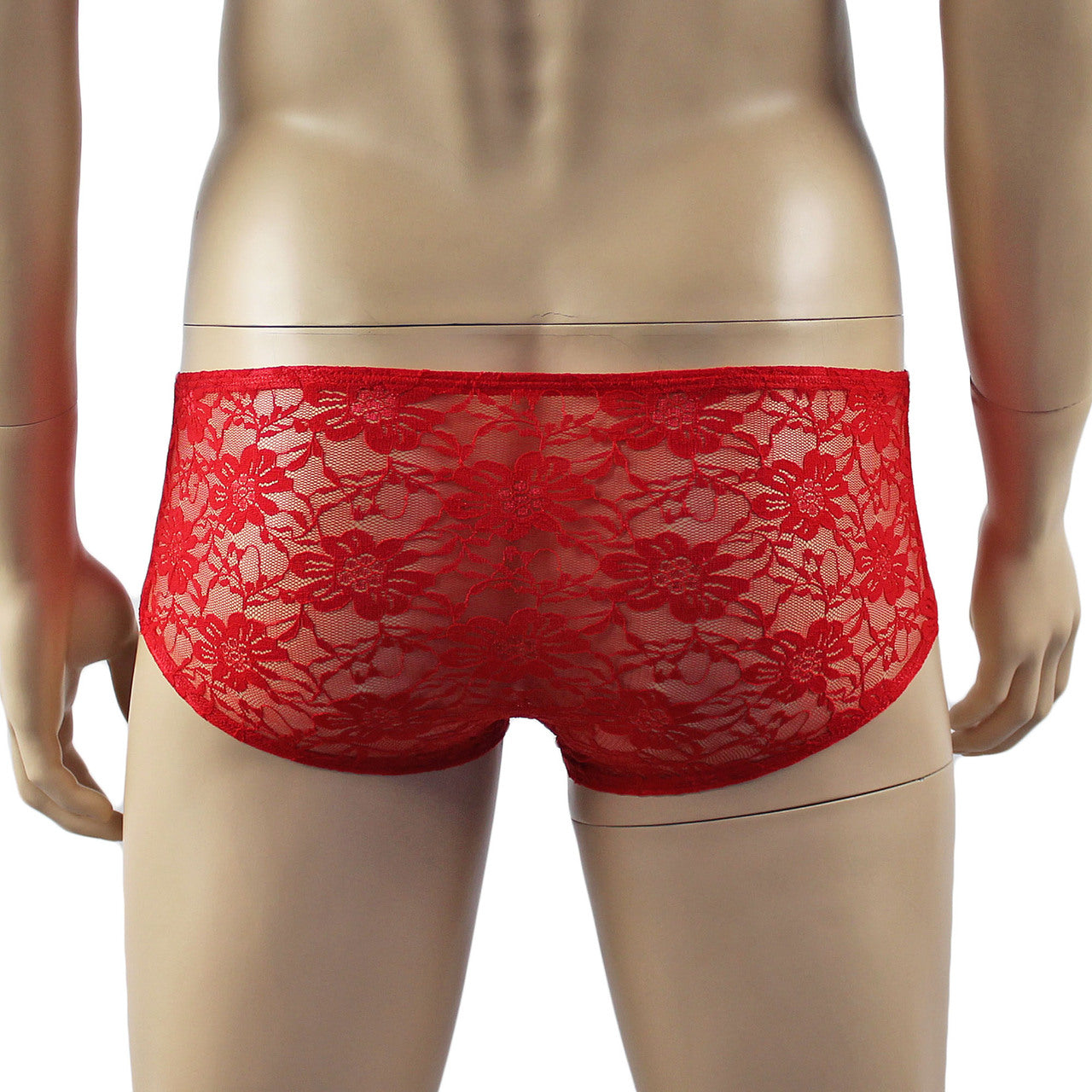 Mens Sexy Lingerie Stretch Lace  Male Panty Bikini Brief Red