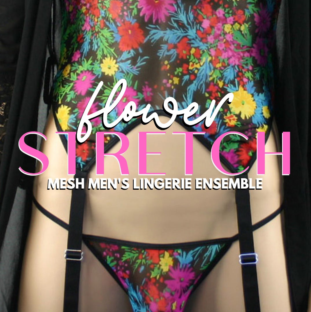 Flourish in a Sexy Flower Mesh Corset Top Ensemble from Spangla