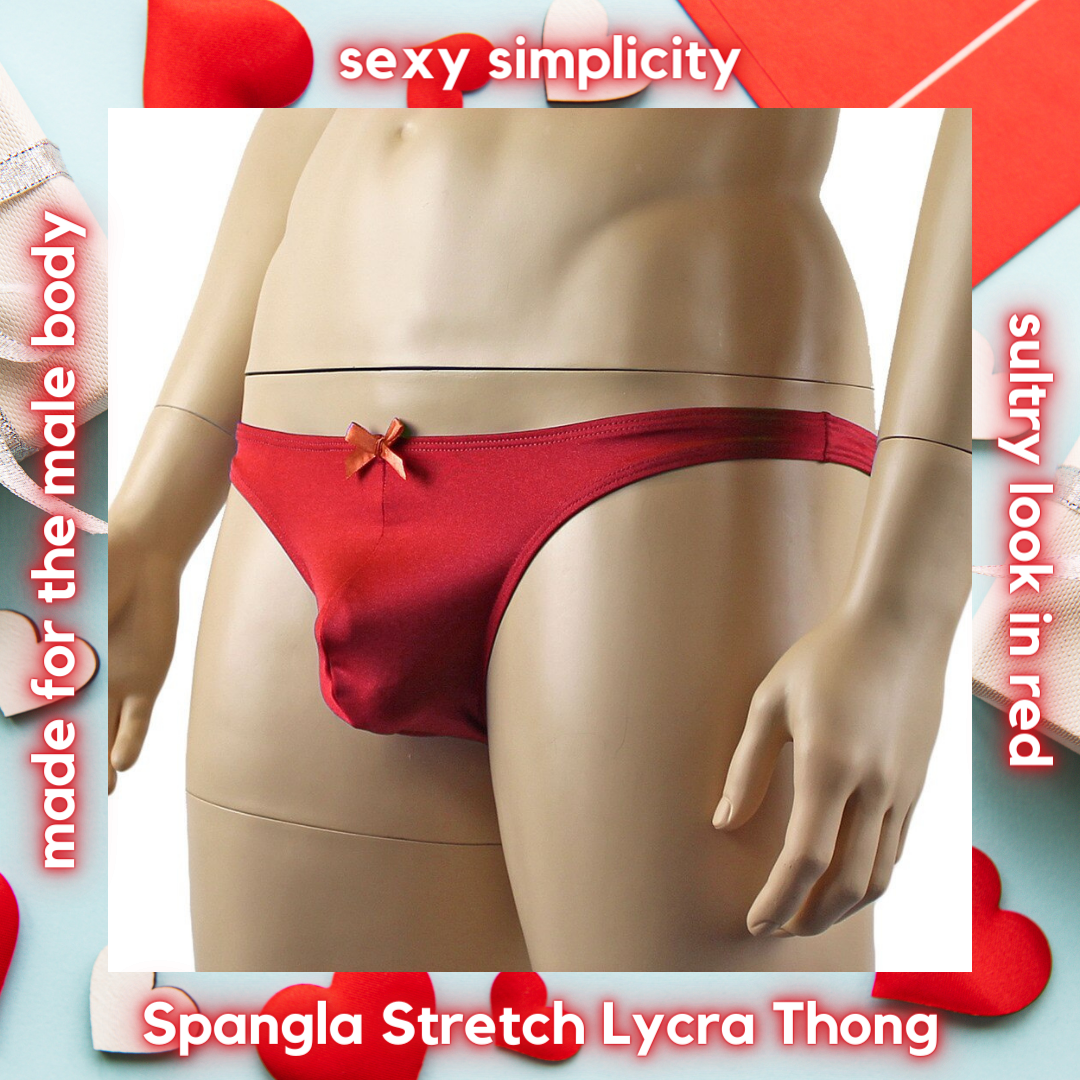 Seduce in the Simplicity of a Spangla Stretch Lycra Thong in Red