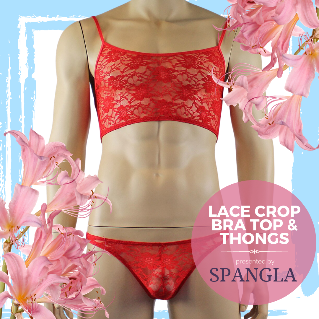 The Sultry Passion of the Spangla Lace Crop Bra Top and Thong