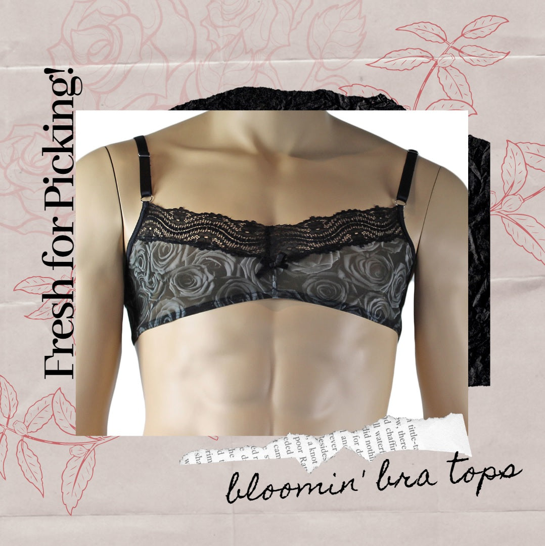 Freshly Picked Lingerie for Men: Roses Mesh Bra Top by Spangla