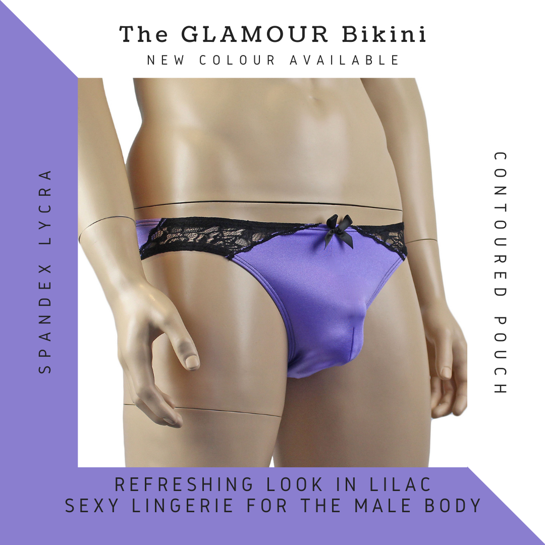 Dreamy Lilac Glamour Bikini Lingerie for Men Presented by Spangla