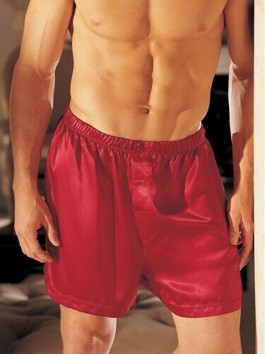 JCSTK - Mens Charmeuse Satin Boxer Shorts Red