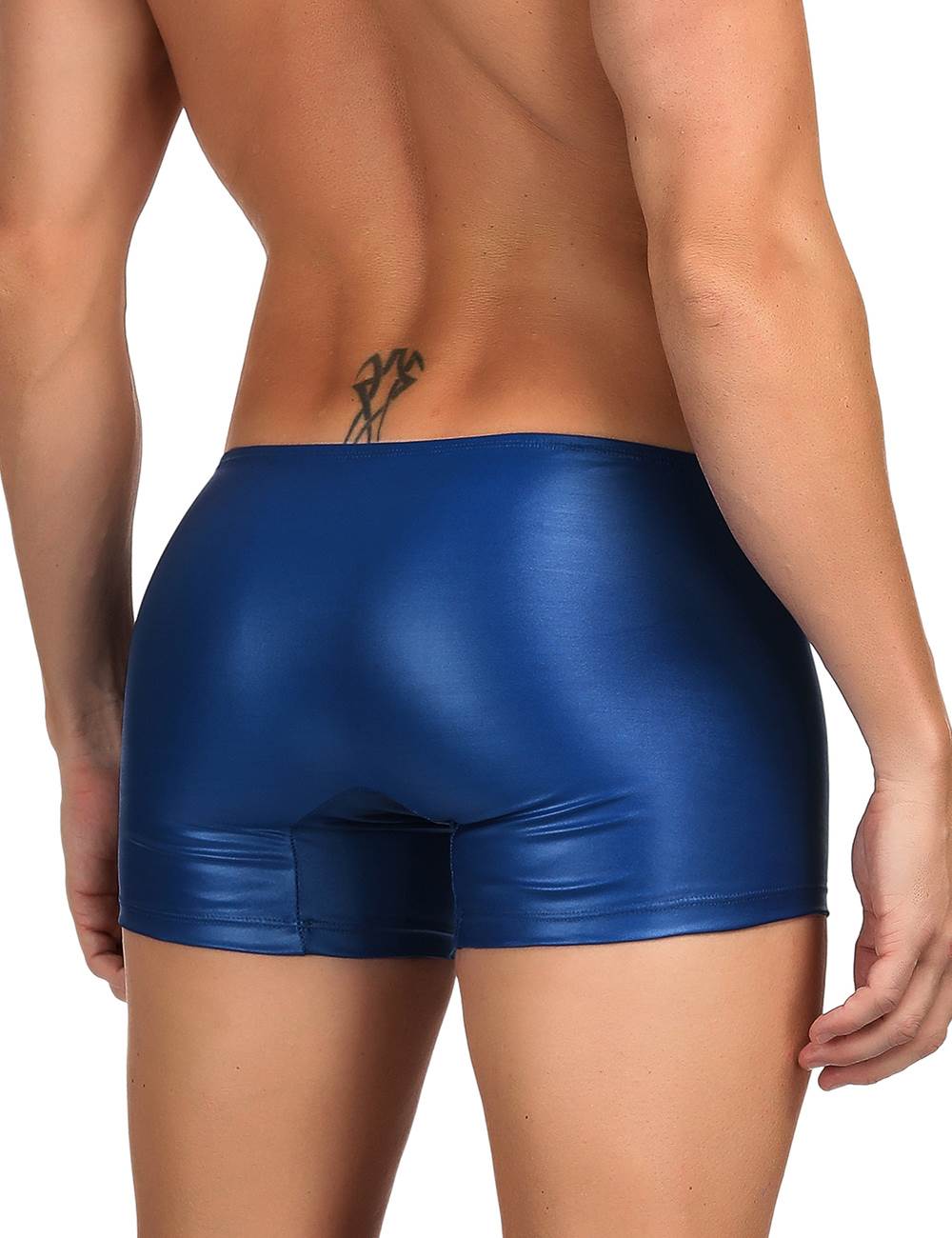 JCSTK -  Mens Wetlook OY-MP069 Boxer Shorts with Zipper Pouch Front Blue