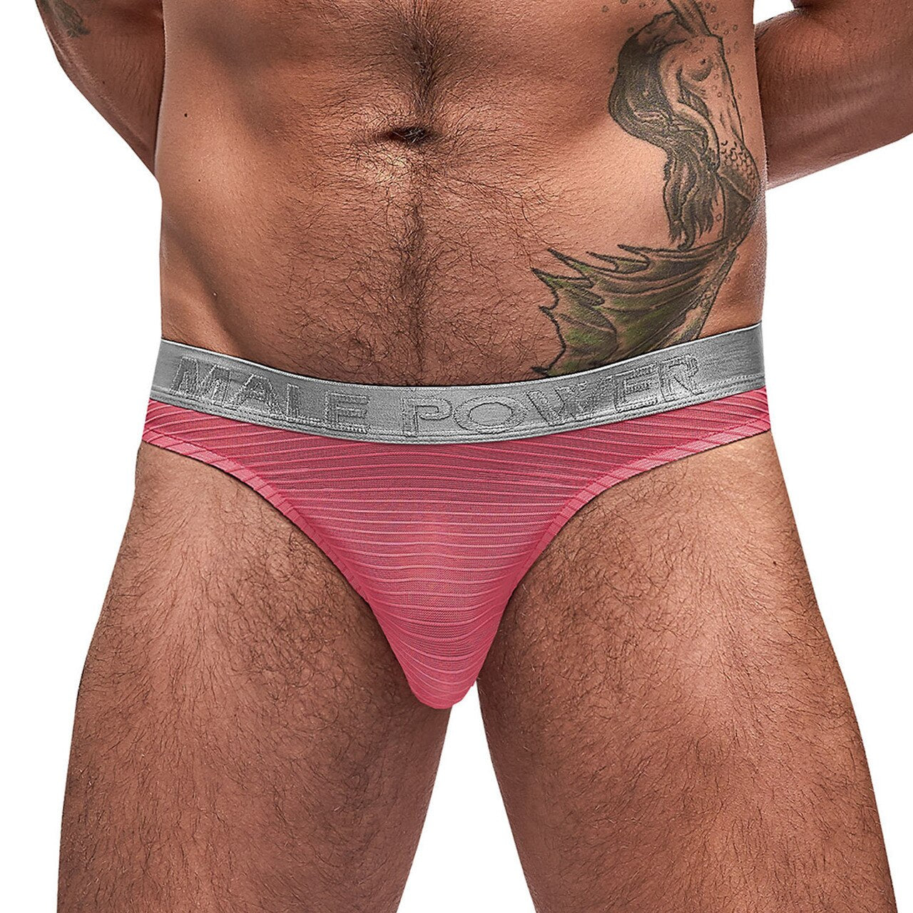 JCSTK - Mens Mesh Rib Sexy Thong Coral