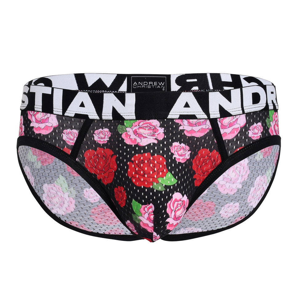 JCSTK - Andrew Christian AC-92828 Floral Mesh Brief Mens Underwear w/ ALMOST NAKED® Printed