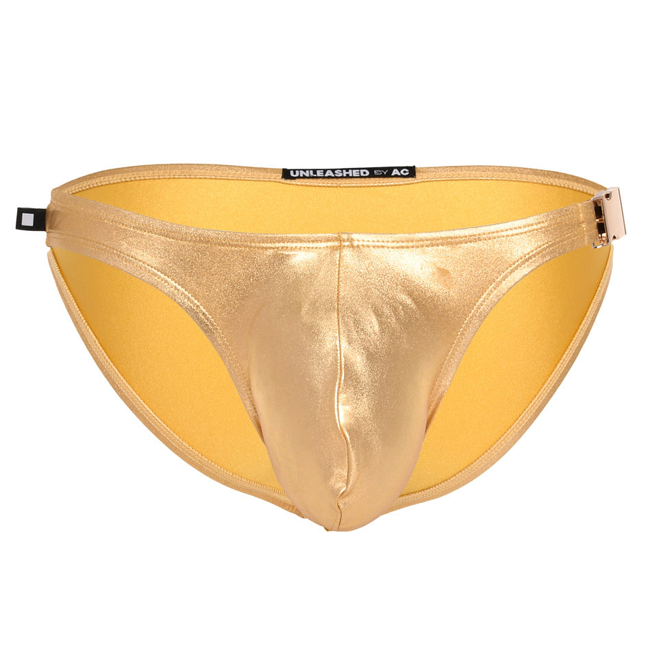 JCSTK - Andrew Christian AC-7982 Unleashed Golden Buckle Bikini Swimwear for Men w/ ALMOST NAKED®