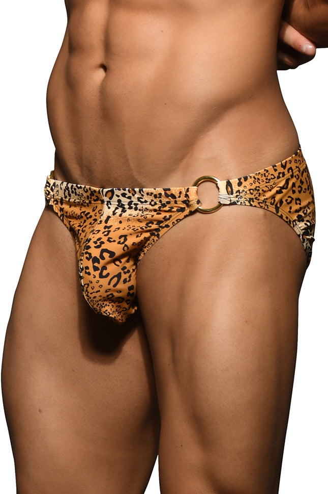 JCSTK - Andrew Christian AC-7945 Unleashed Mens Leopard Print Ring Bikini Swimwear Underwear w/ ALMOST NAKED® Printed