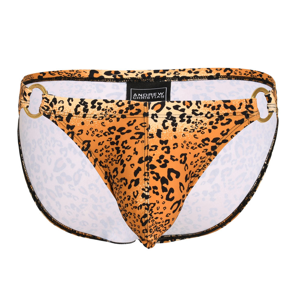 JCSTK - Andrew Christian AC-7945 Unleashed Mens Leopard Print Ring Bikini Swimwear Underwear w/ ALMOST NAKED® Printed