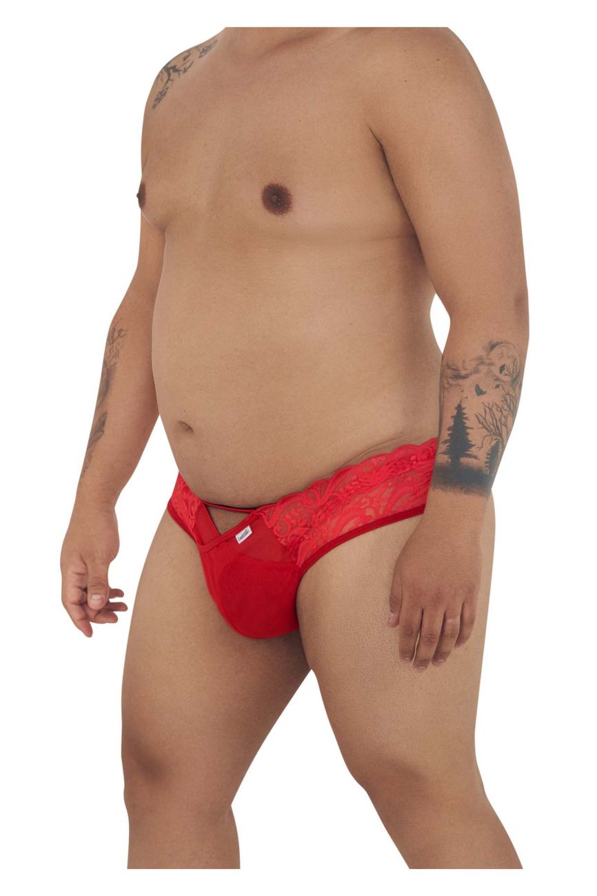 JCSTK - CandyMan 99232X Sexy Lace Jockstrap Red Plus Sizes