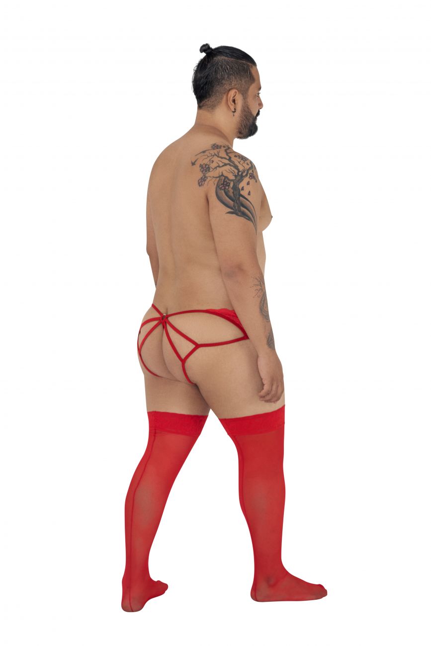 JCSTK - CandyMan 99232X Sexy Lace Jockstrap Red Plus Sizes