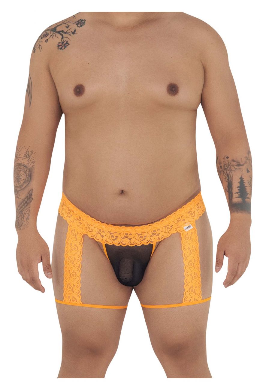 JCSTK - CandyMan 99369X Lace Thongs Hot Orange Plus Sizes