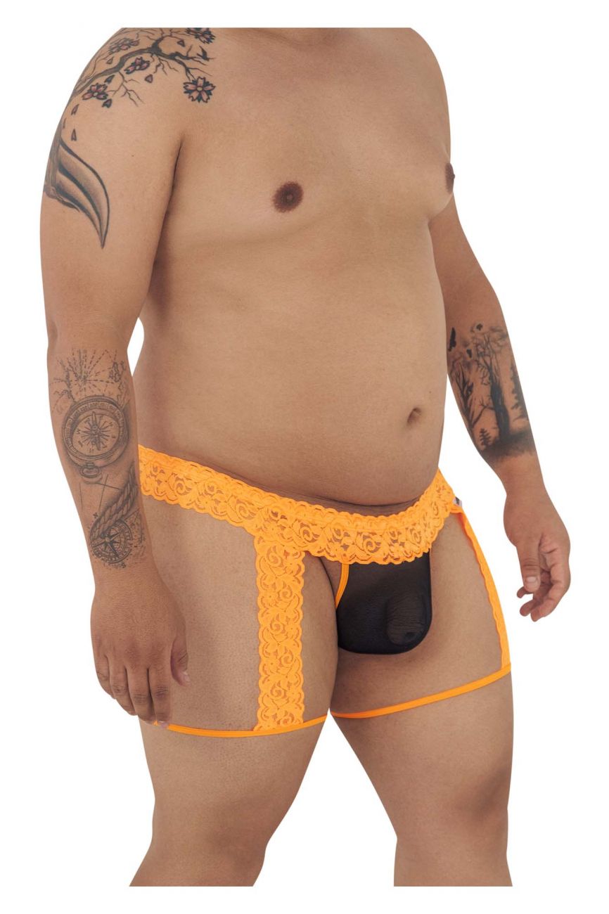 JCSTK - CandyMan 99369X Lace Thongs Hot Orange Plus Sizes