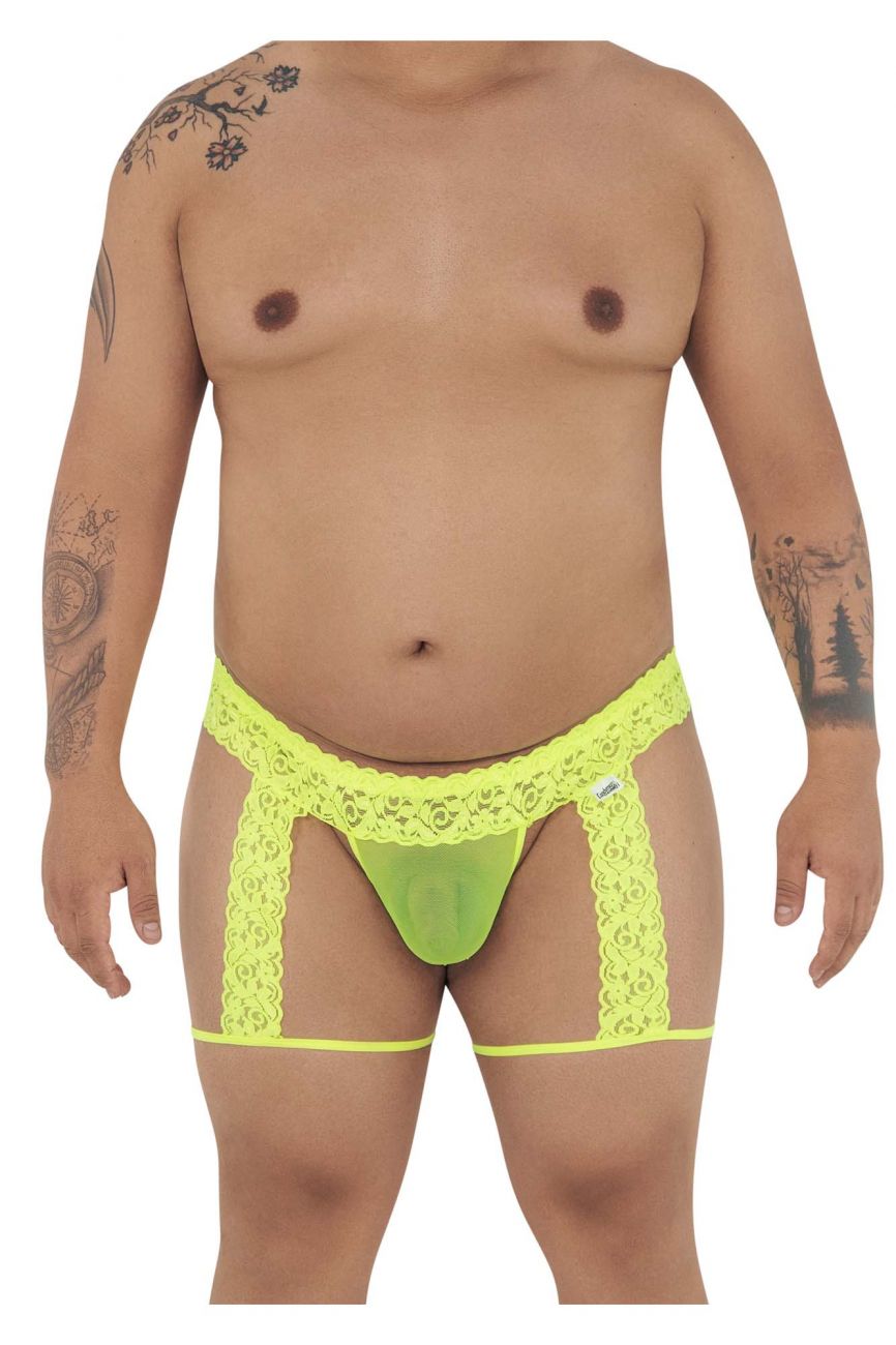 JCSTK - CandyMan 99369X Lace Thongs Hot Yellow Plus Sizes