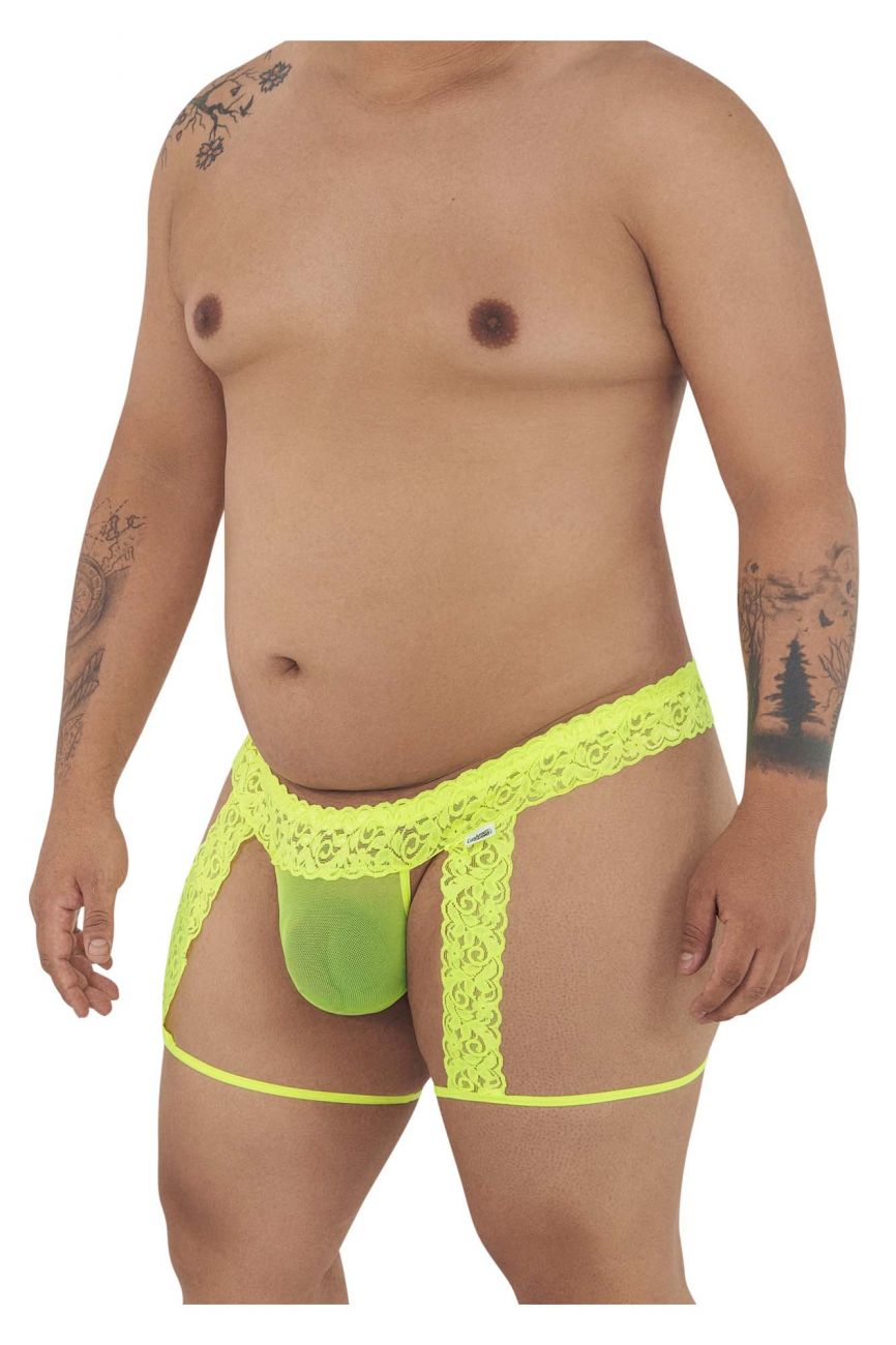 JCSTK - CandyMan 99369X Lace Thongs Hot Yellow Plus Sizes